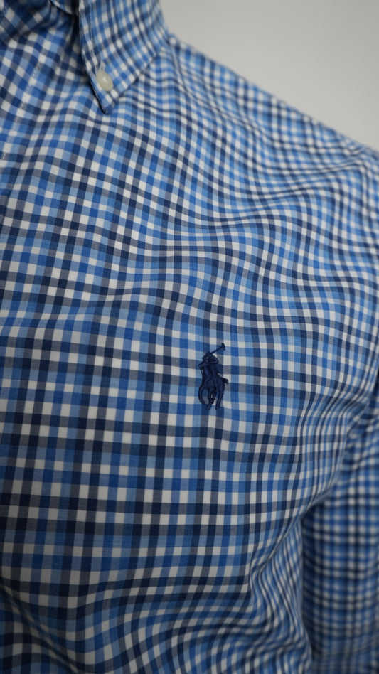 Camicia a Maniche Lunghe Ralph Lauren Uomo - Quadretti Blu e Bianchi - Taglia S