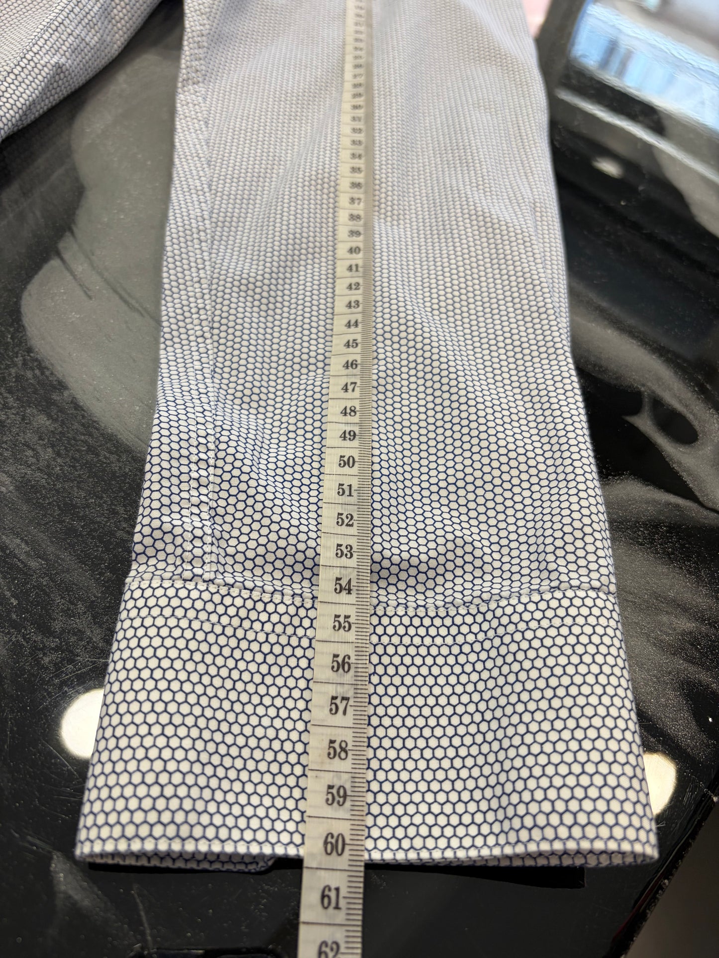 Camicia Calvin Klein Fitted - Pattern Esagonale Bianco e Blu - Taglia XL