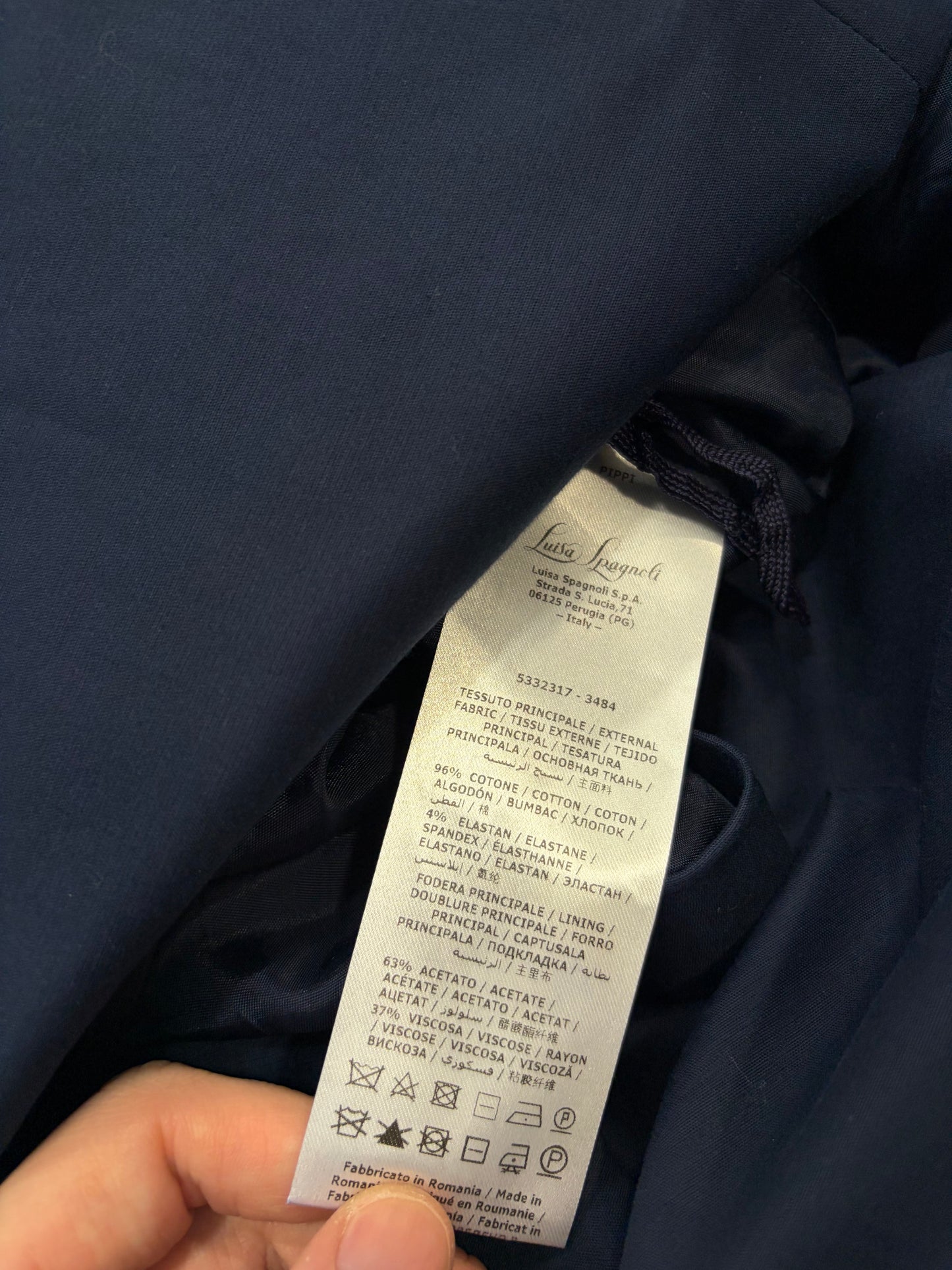 Abito Tubino Luisa Spagnoli Smanicato con Scollo a V - Blu Navy - Taglia L