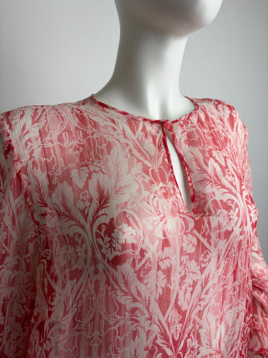 Abito Tunica Marina Rinaldi Basic in 100% Seta - Pattern Damascato Rosso taglia L