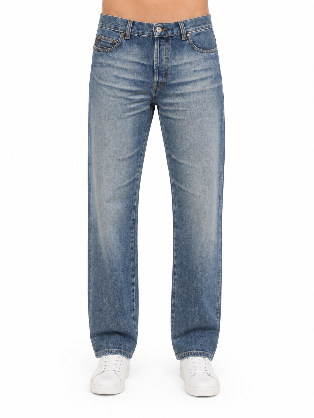 Jeans Moschino Vintage Straight Leg - Lavaggio Blu con Whiskering - Taglia M