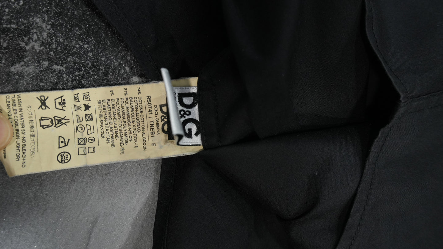 D&G Dolce & Gabbana "Brad" Black Cotton Shirt - Size S