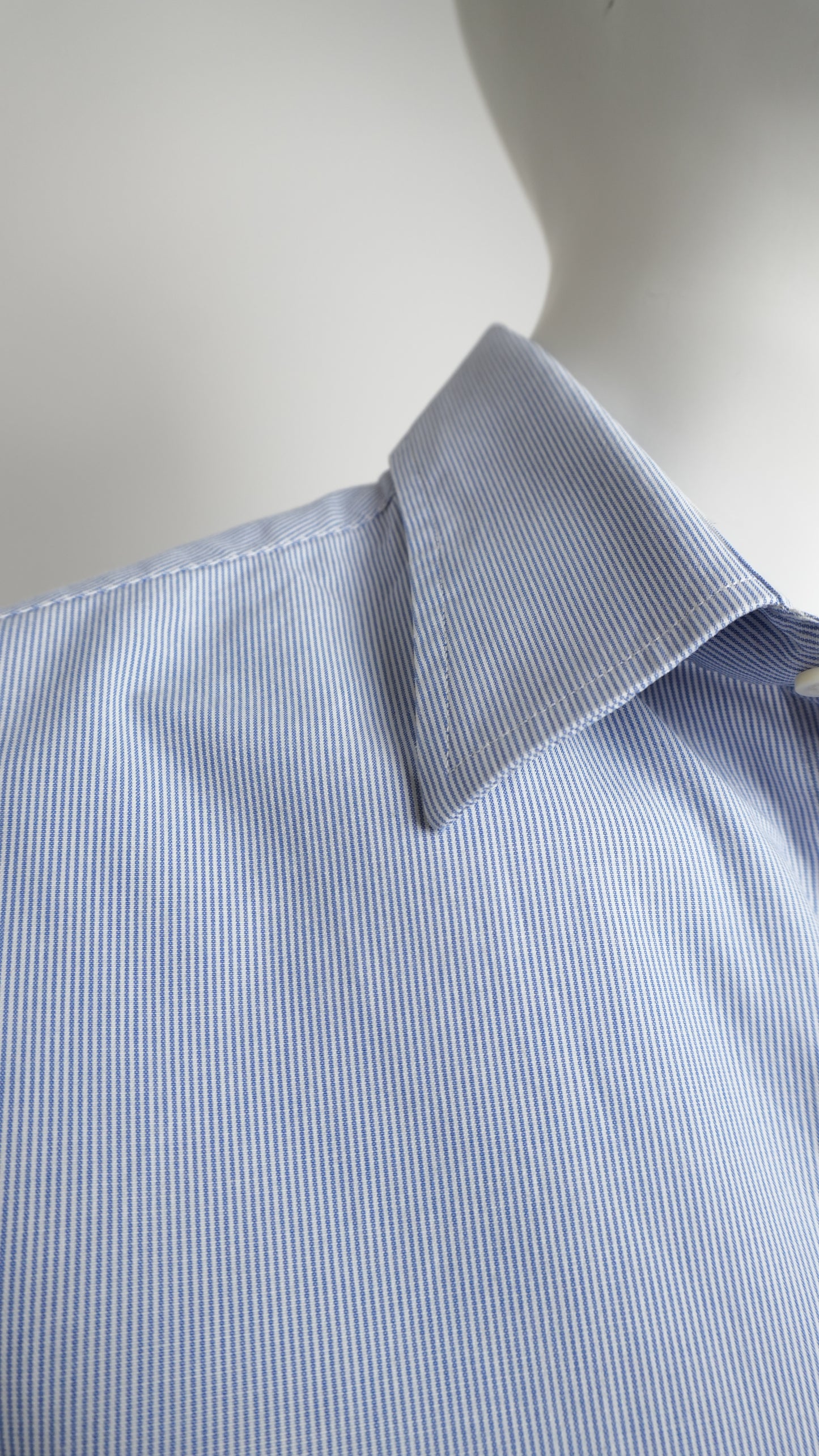 Men's Armani Collezioni Light Blue and White Micro-Stripe Shirt - Size M