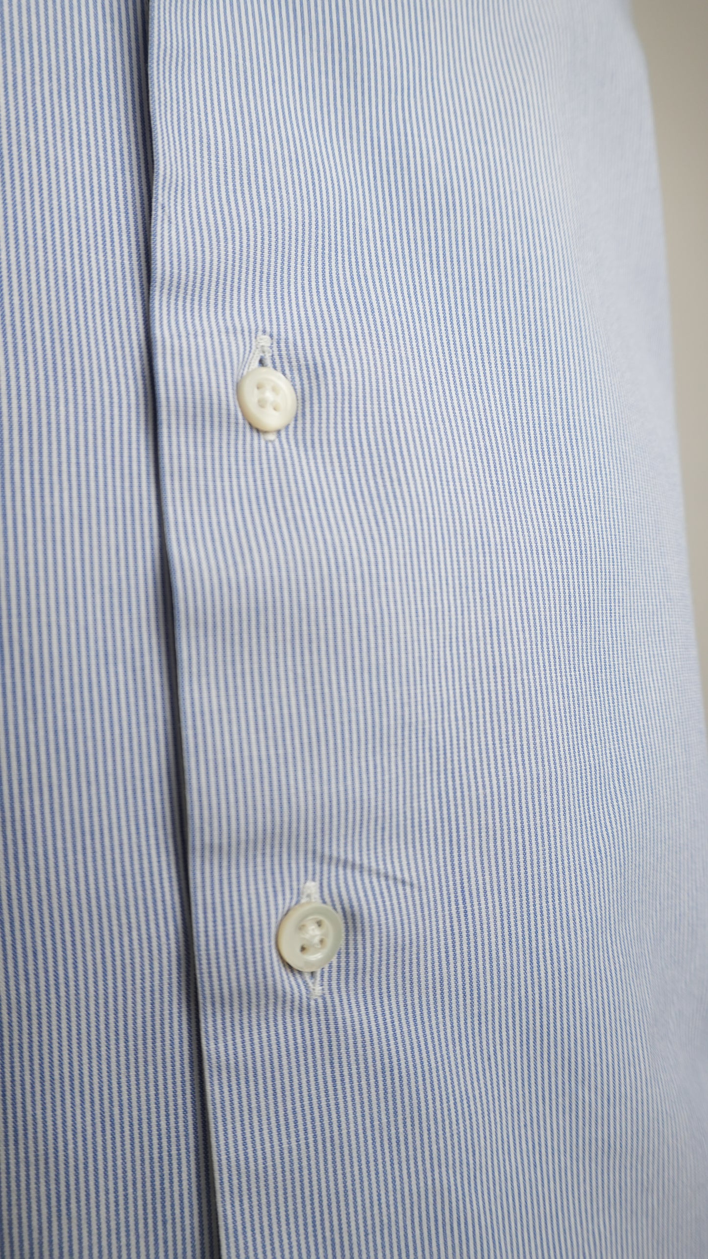 Men's Armani Collezioni Light Blue and White Micro-Stripe Shirt - Size M