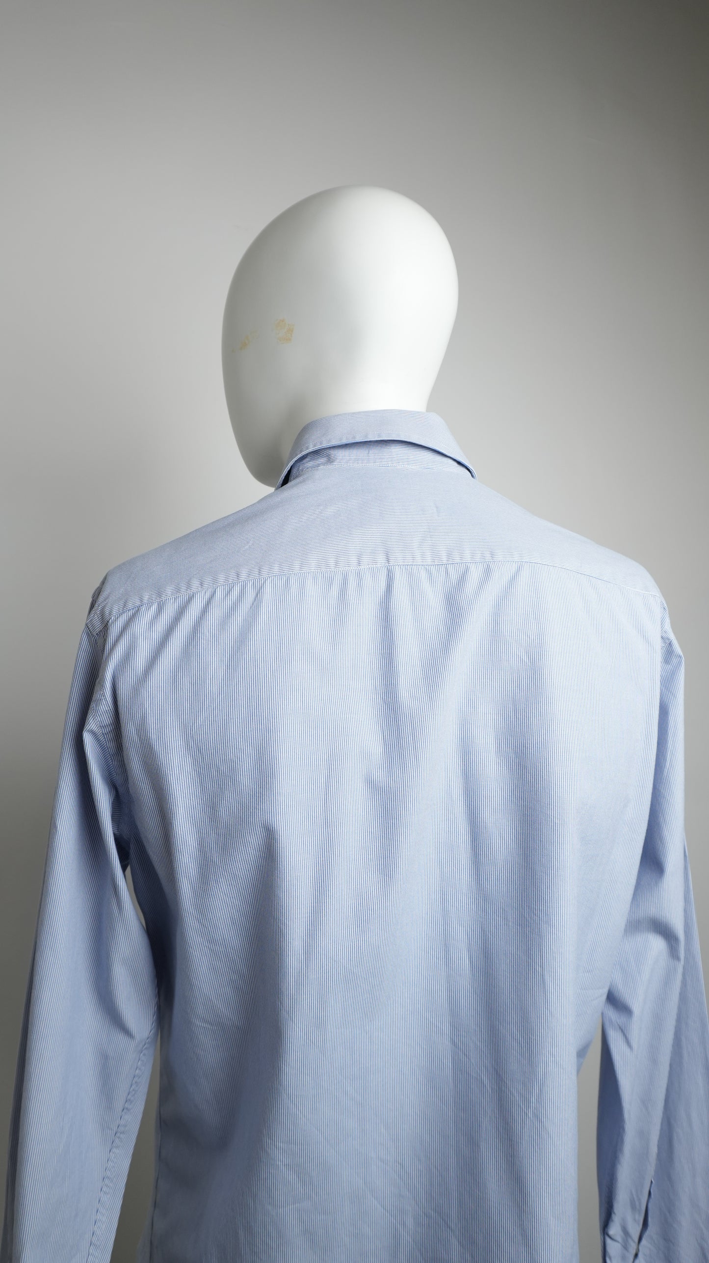 Men's Armani Collezioni Light Blue and White Micro-Stripe Shirt - Size M