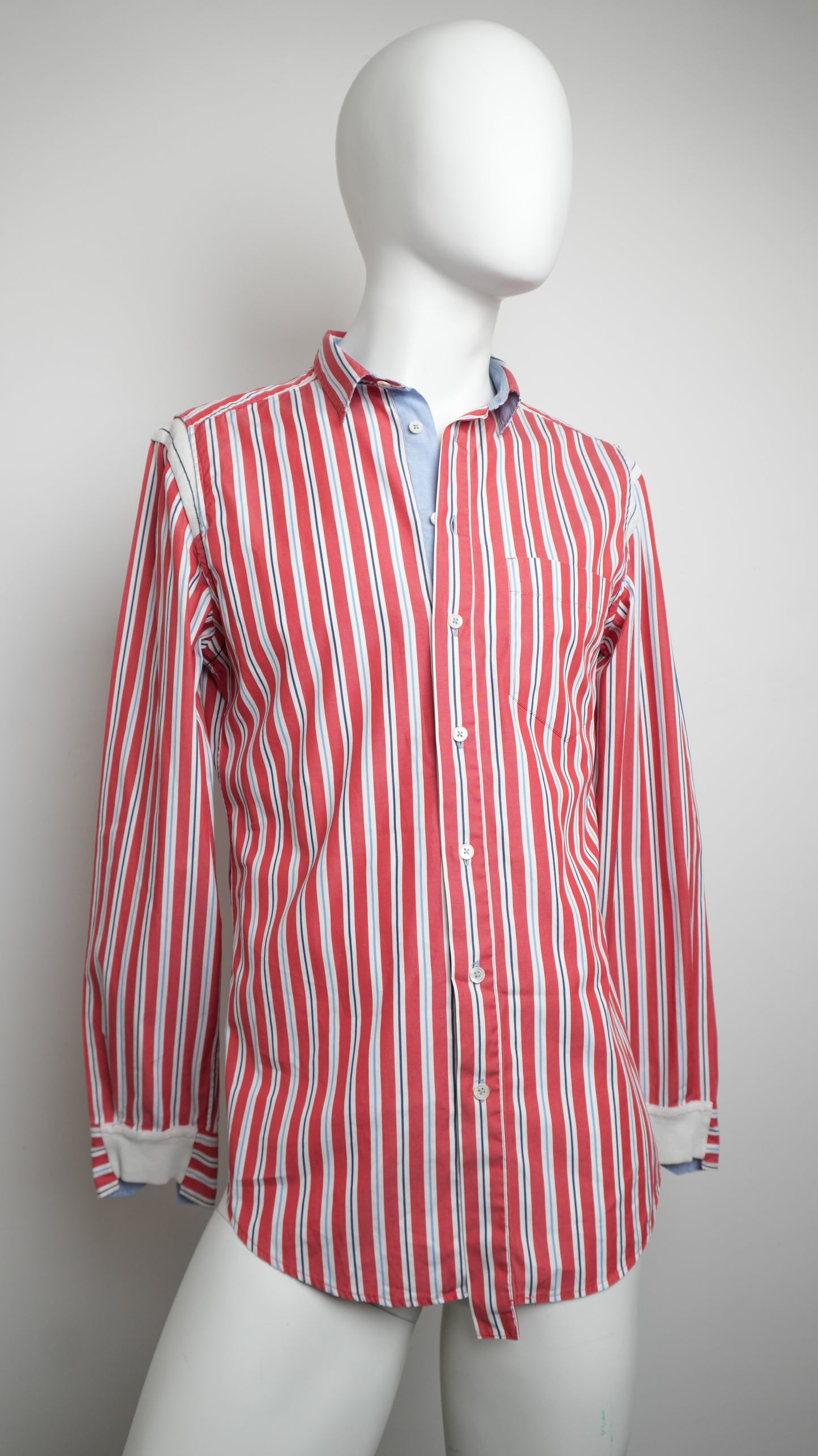 D&G Dolce & Gabbana Vintage Red, White, and Blue Striped Shirt - Size L