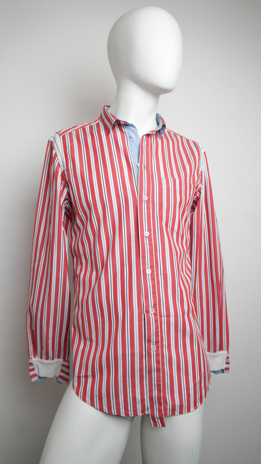 D&G Dolce & Gabbana Vintage Red, White, and Blue Striped Shirt - Size L
