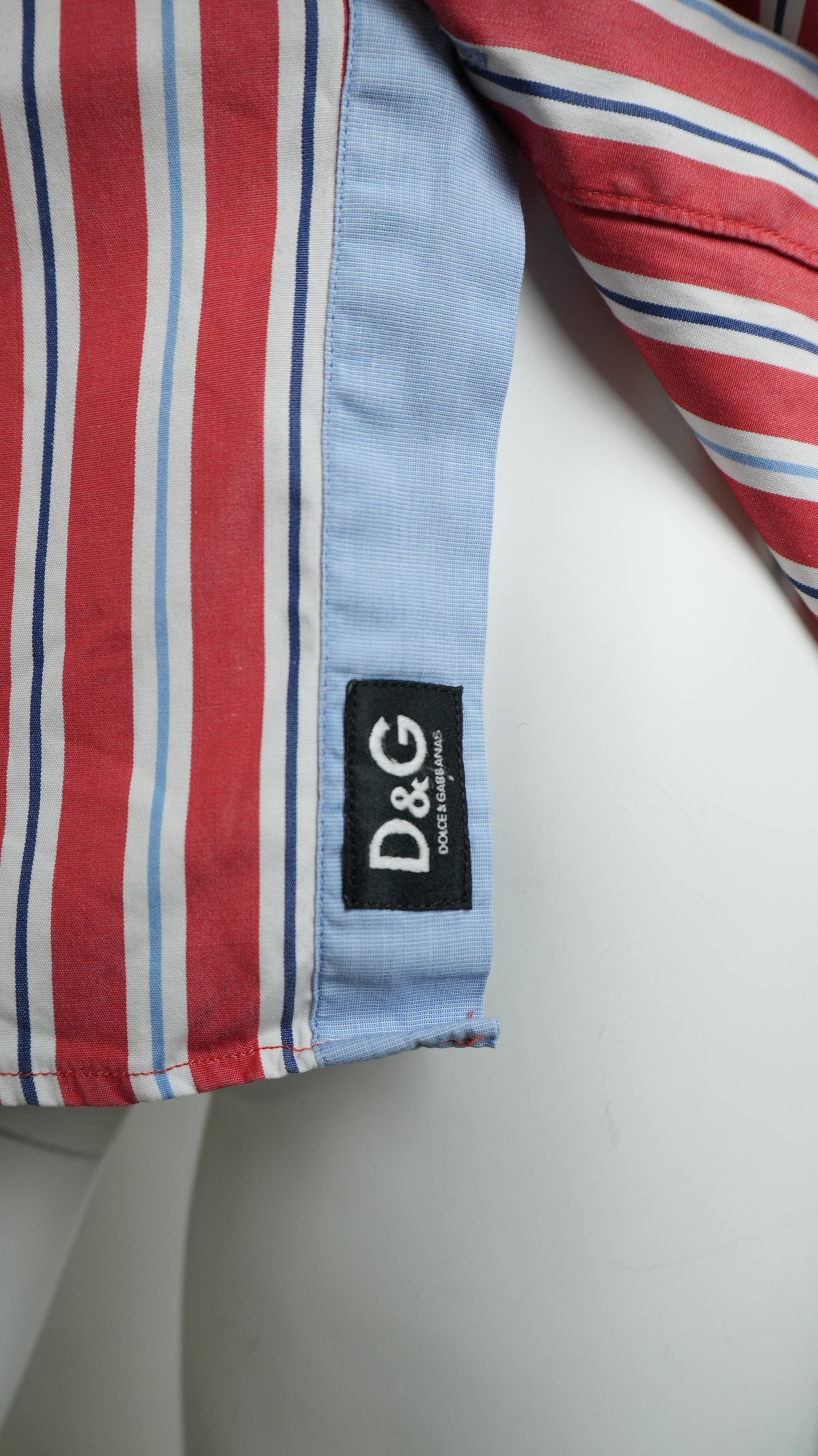 D&G Dolce & Gabbana Vintage Red, White, and Blue Striped Shirt - Size L