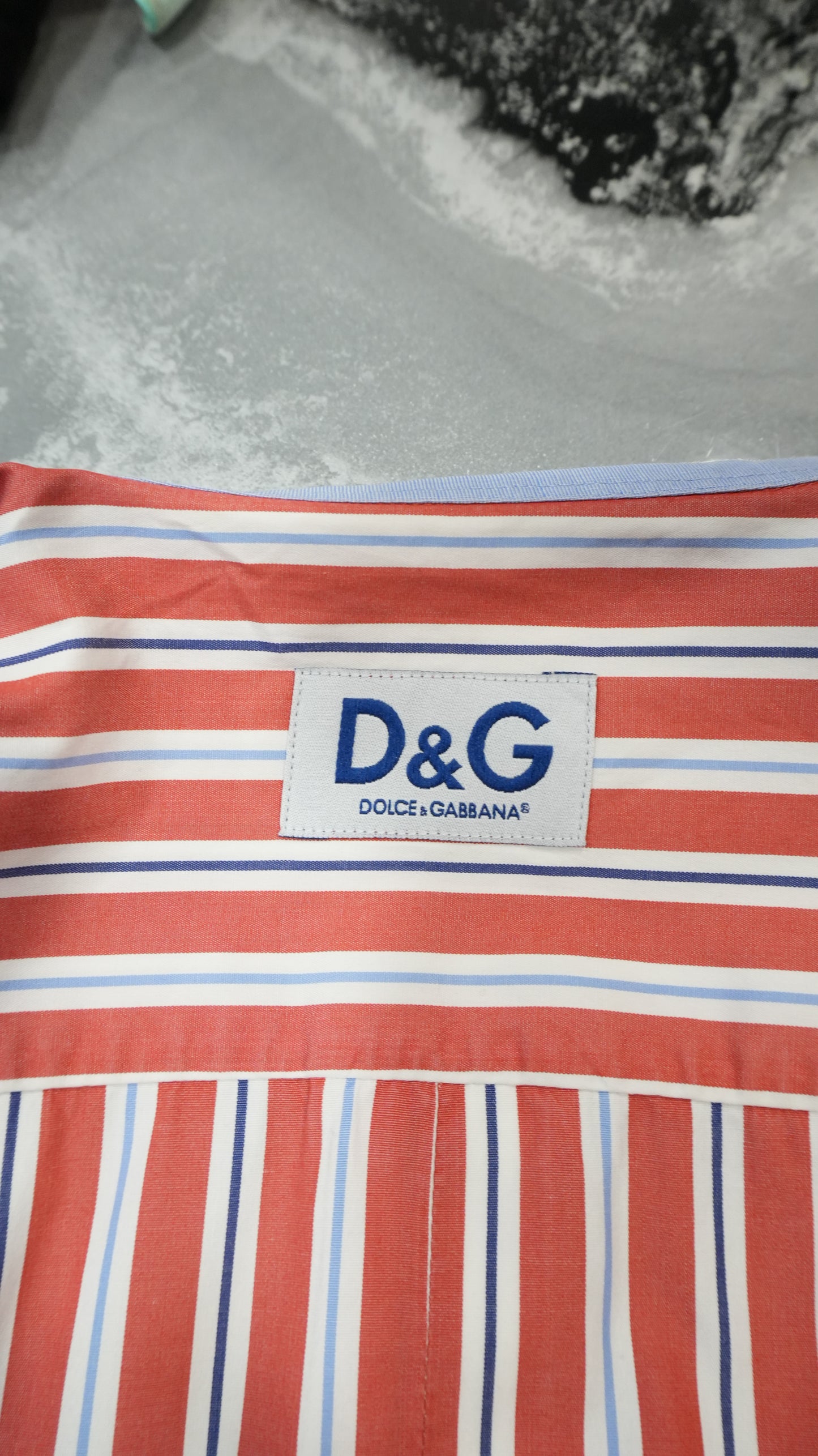 D&G Dolce & Gabbana Vintage Red, White, and Blue Striped Shirt - Size L