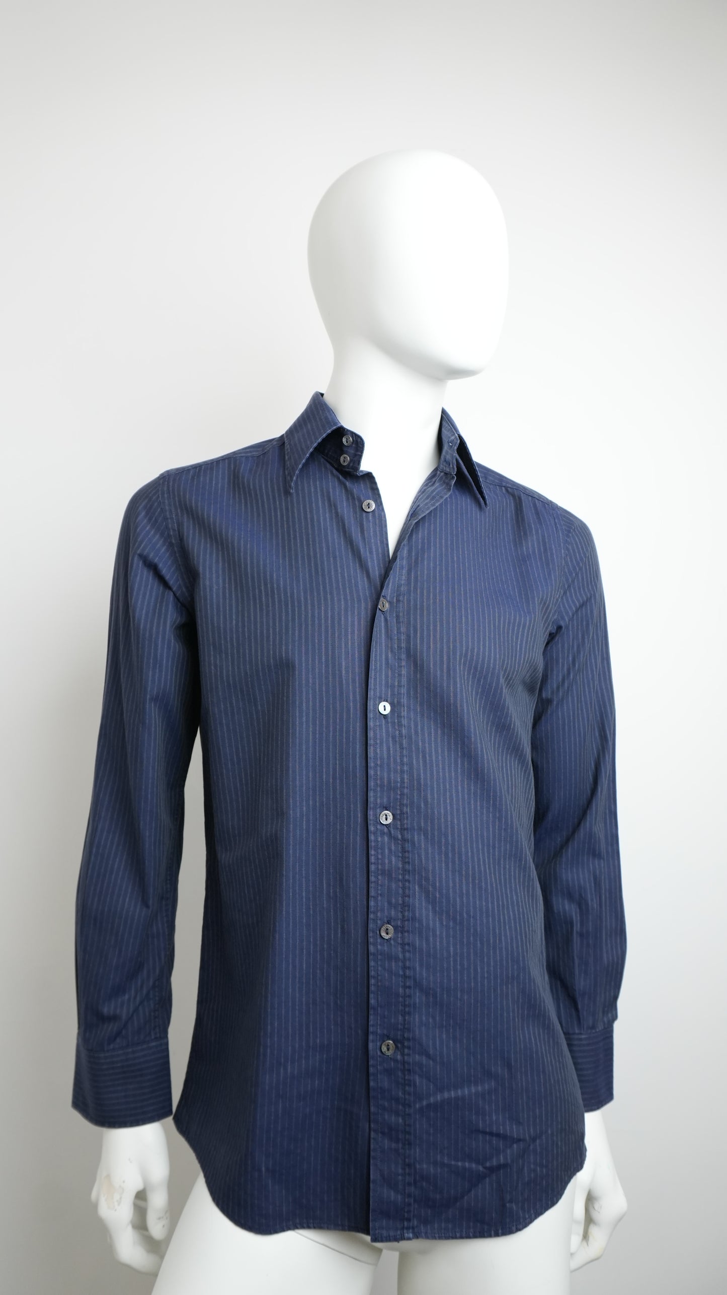 Dolce & Gabbana Men's Midnight Blue Pinstripe Shirt - Size M