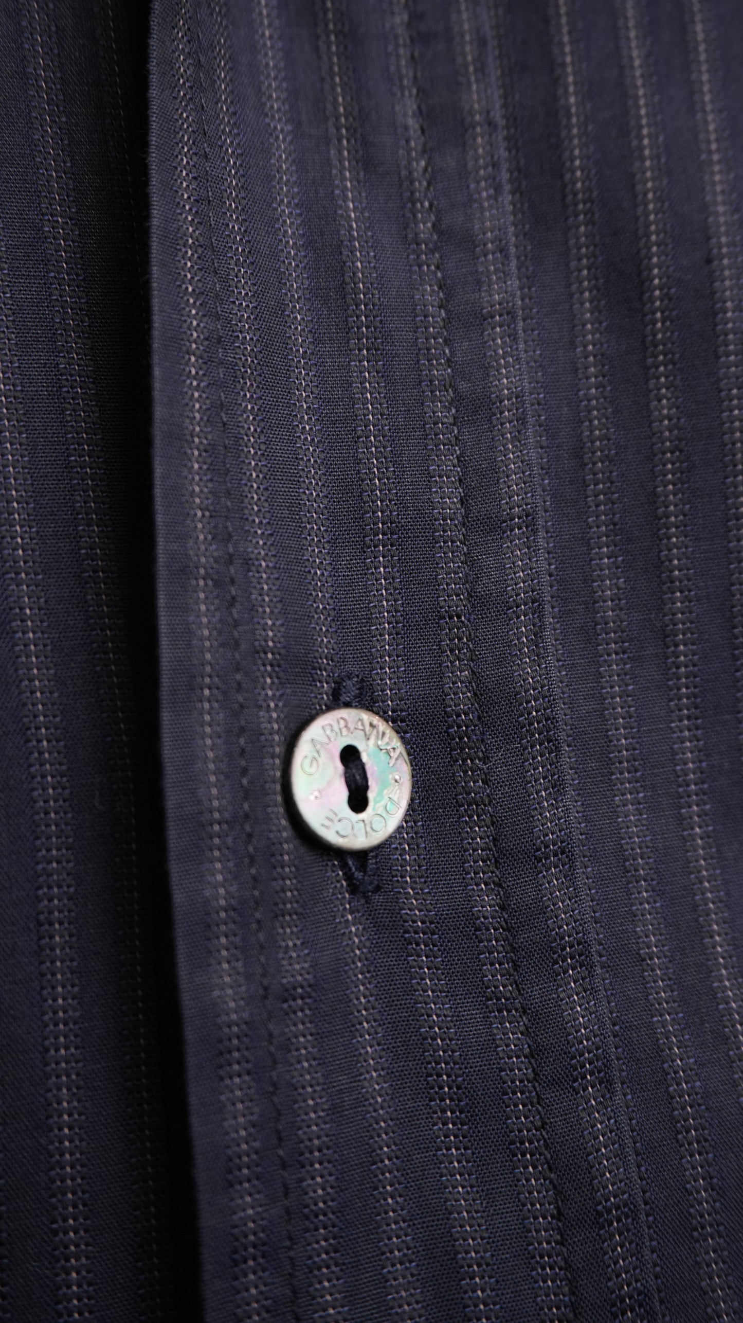 Dolce & Gabbana Men's Midnight Blue Pinstripe Shirt - Size M