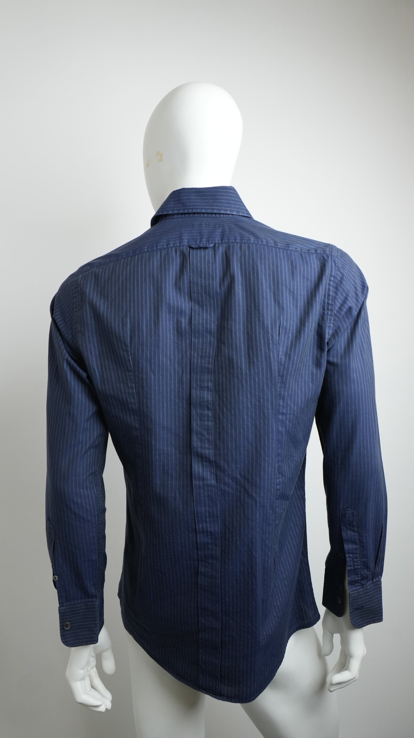 Dolce & Gabbana Men's Midnight Blue Pinstripe Shirt - Size M