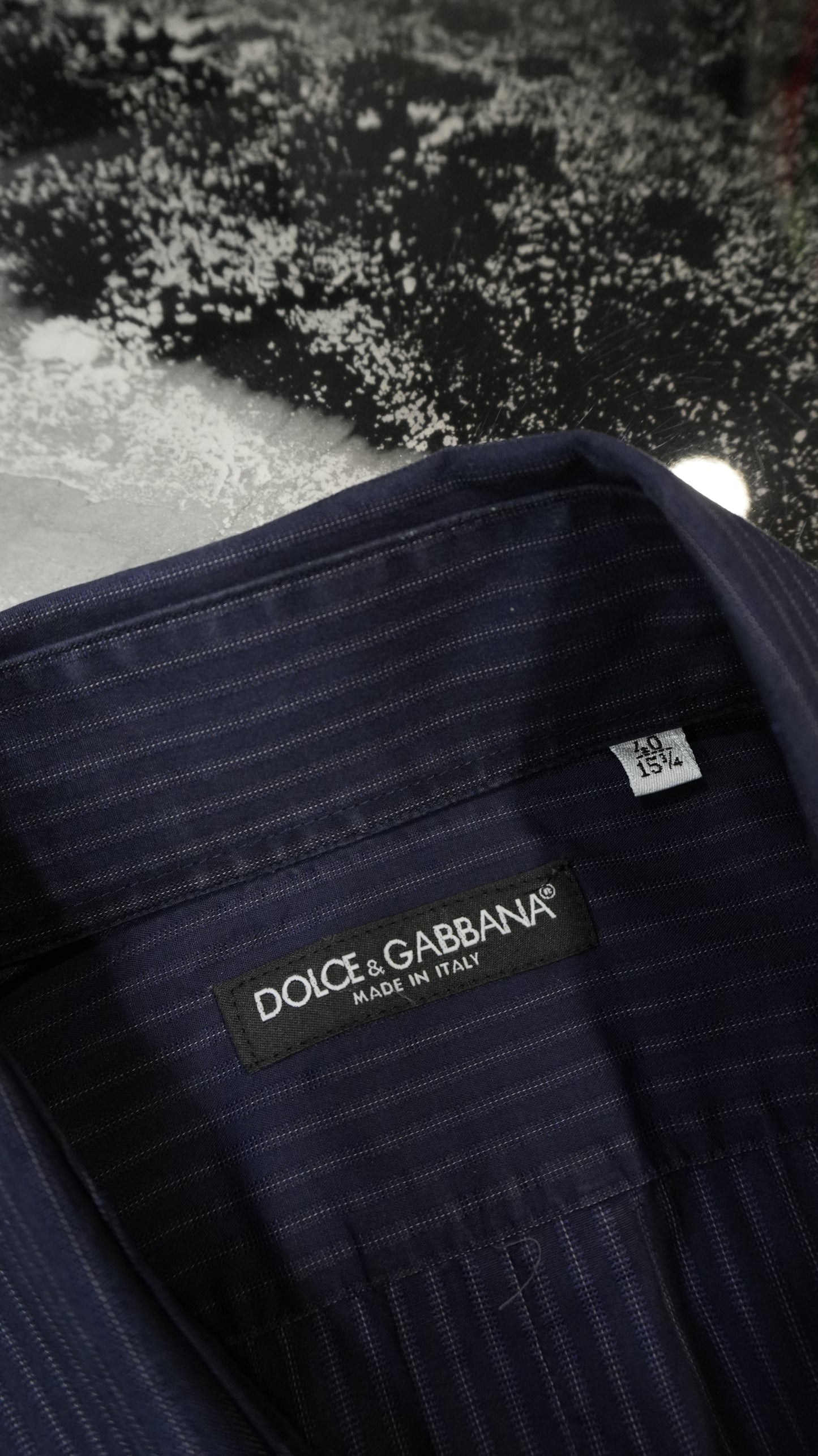 Dolce & Gabbana Men's Midnight Blue Pinstripe Shirt - Size M