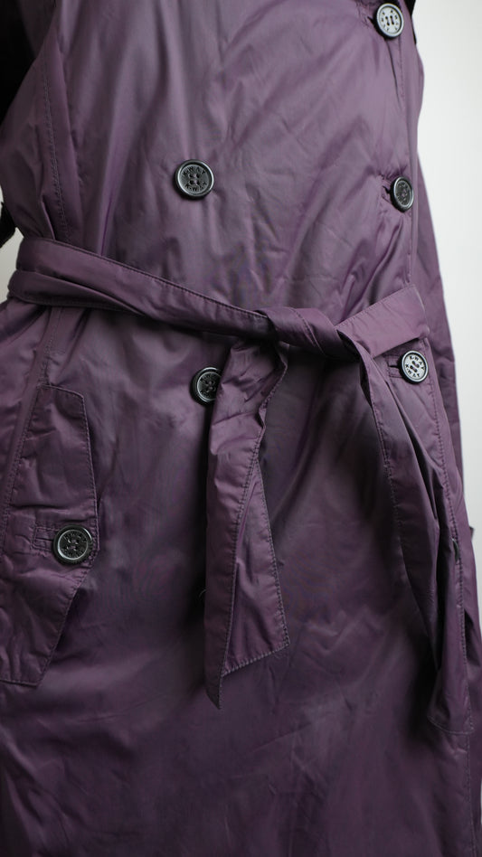 K-Way Women's Double-Breasted Purple Trench Coat with Belt - Size S