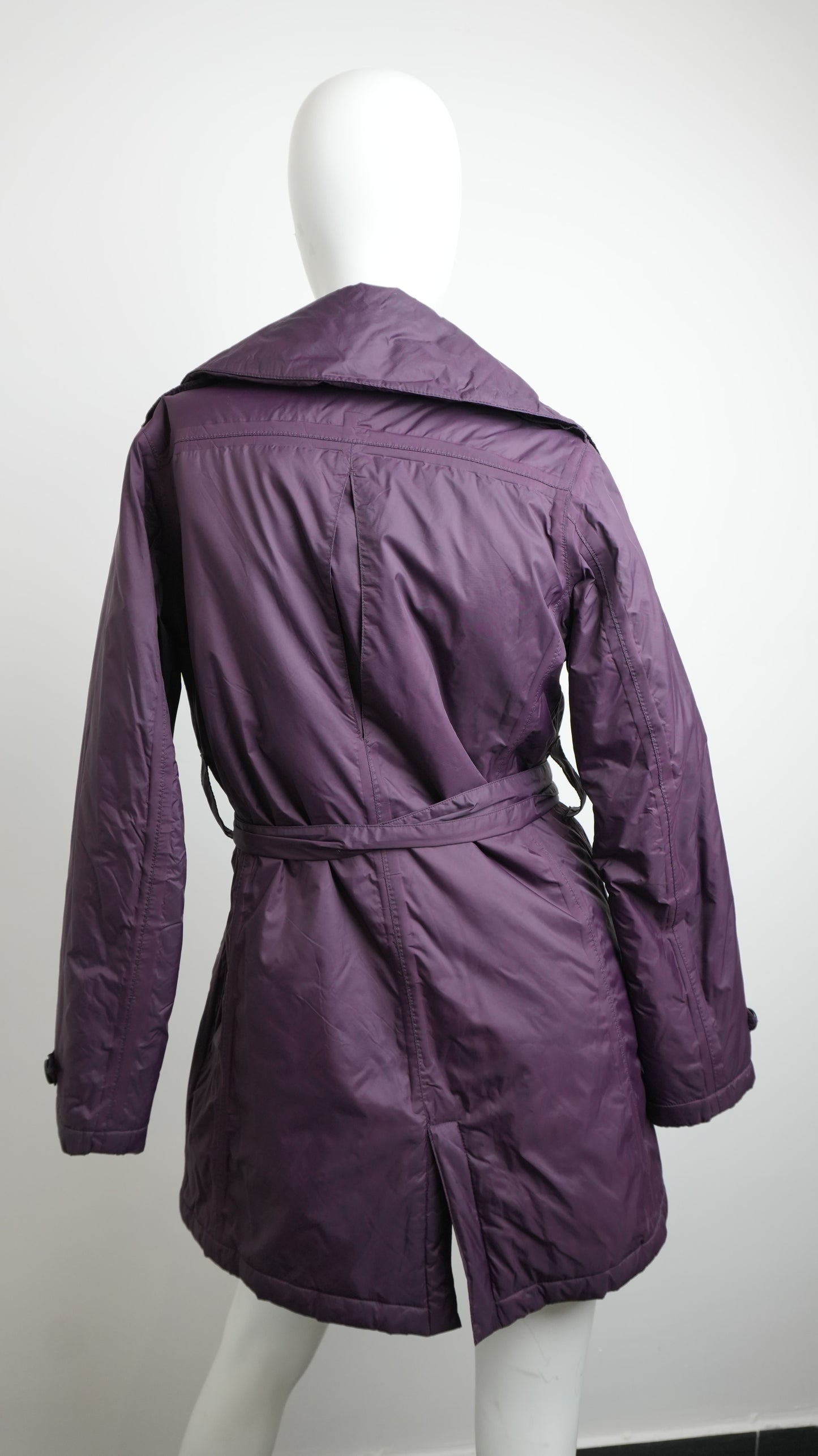 K-Way Women's Double-Breasted Purple Trench Coat with Belt - Size S