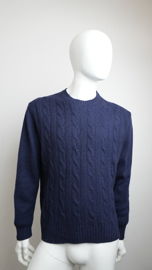 Men's Valentino Sport Navy Braided Pullover - Size L