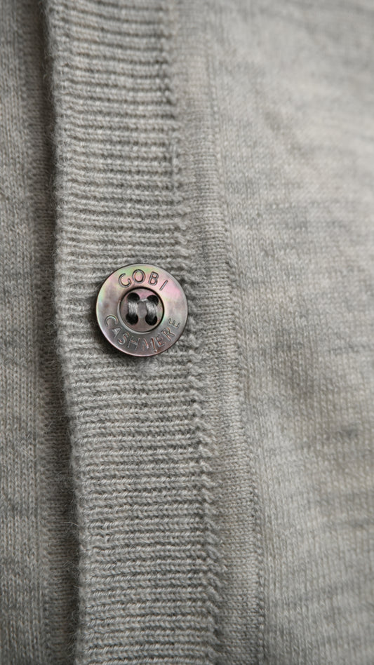 Men's Gobi 100% Mongolian Cashmere Cardigan Light Grey - Size M
