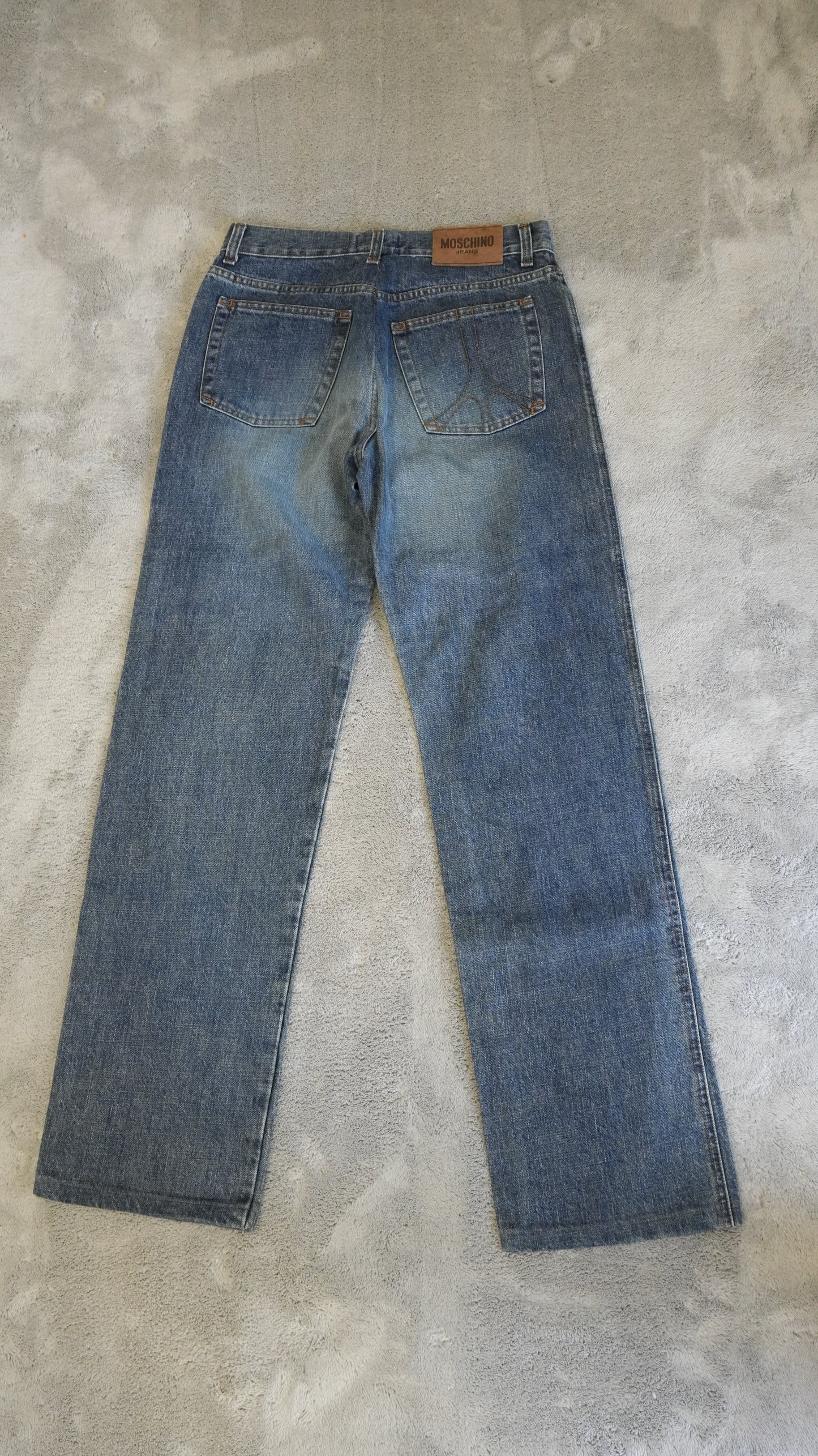 Jeans Moschino Vintage Straight Leg - Lavaggio Blu con Whiskering - Taglia M