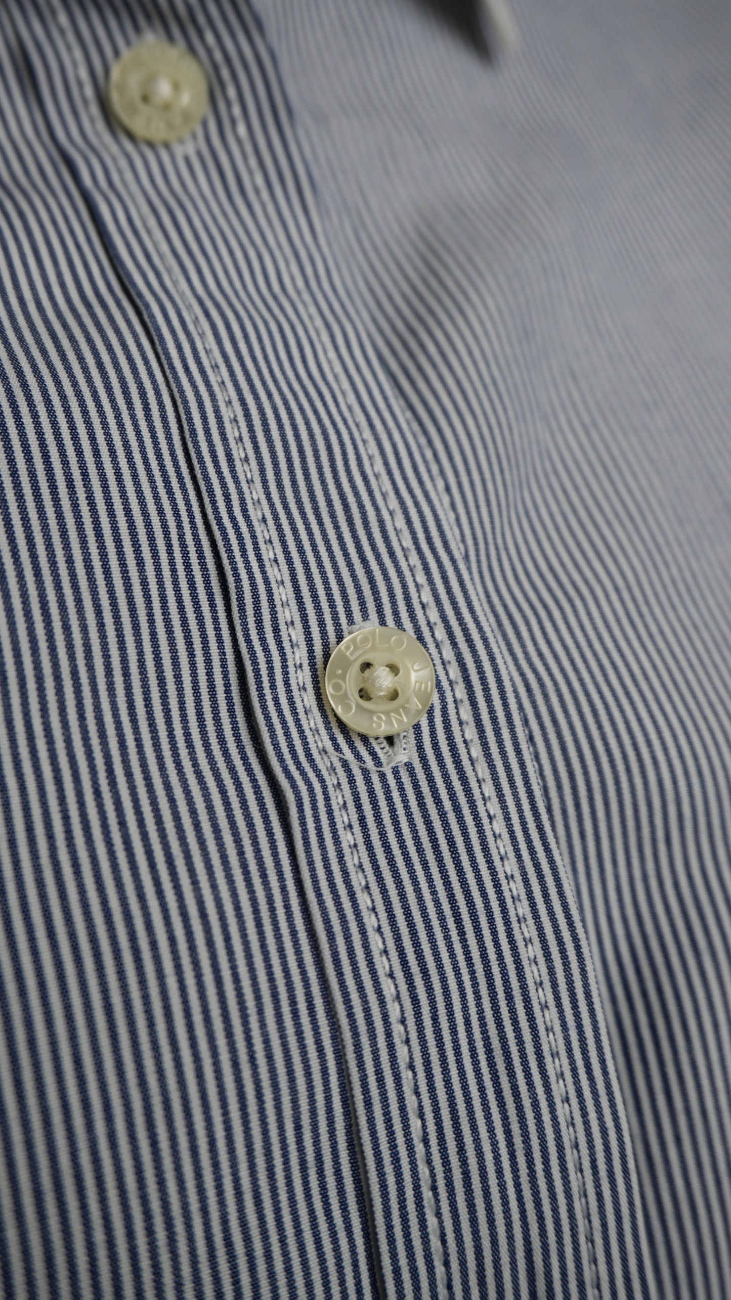 Camicia a Maniche Lunghe Polo Jeans Company Ralph Lauren Donna - Micro-righe Blu e Bianche - Taglia L