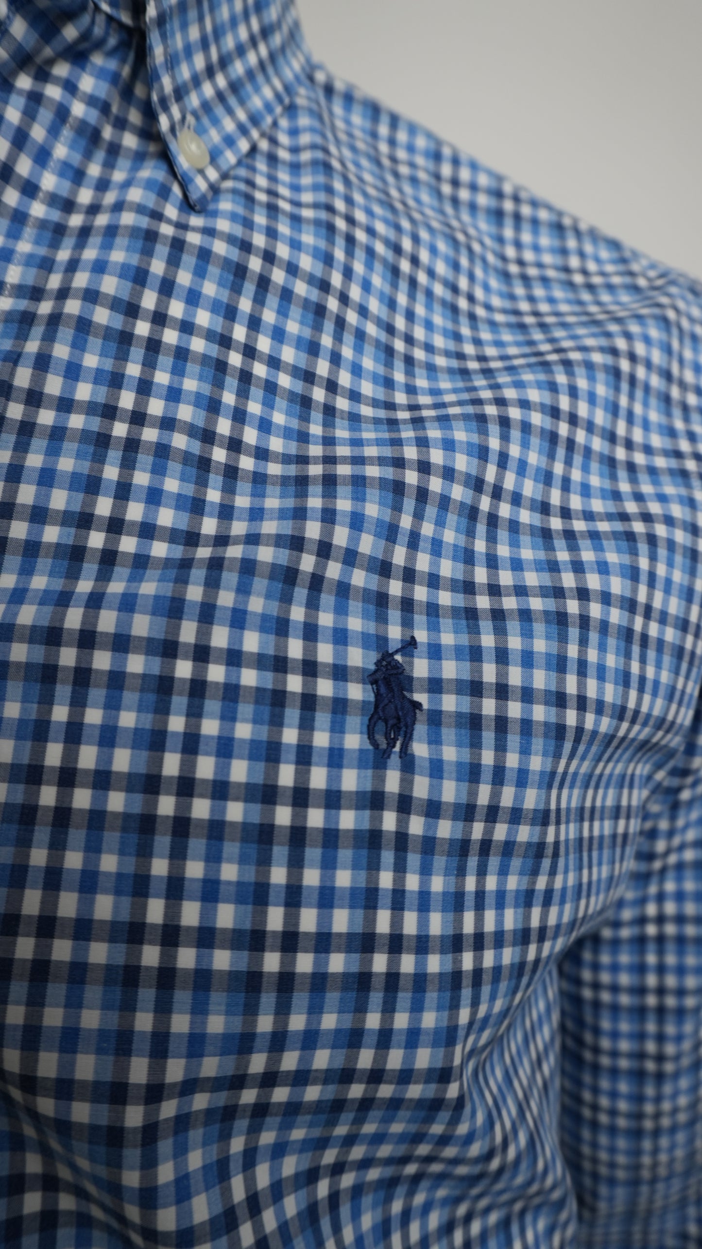 Camicia a Maniche Lunghe Ralph Lauren Uomo - Quadretti Blu e Bianchi - Taglia S