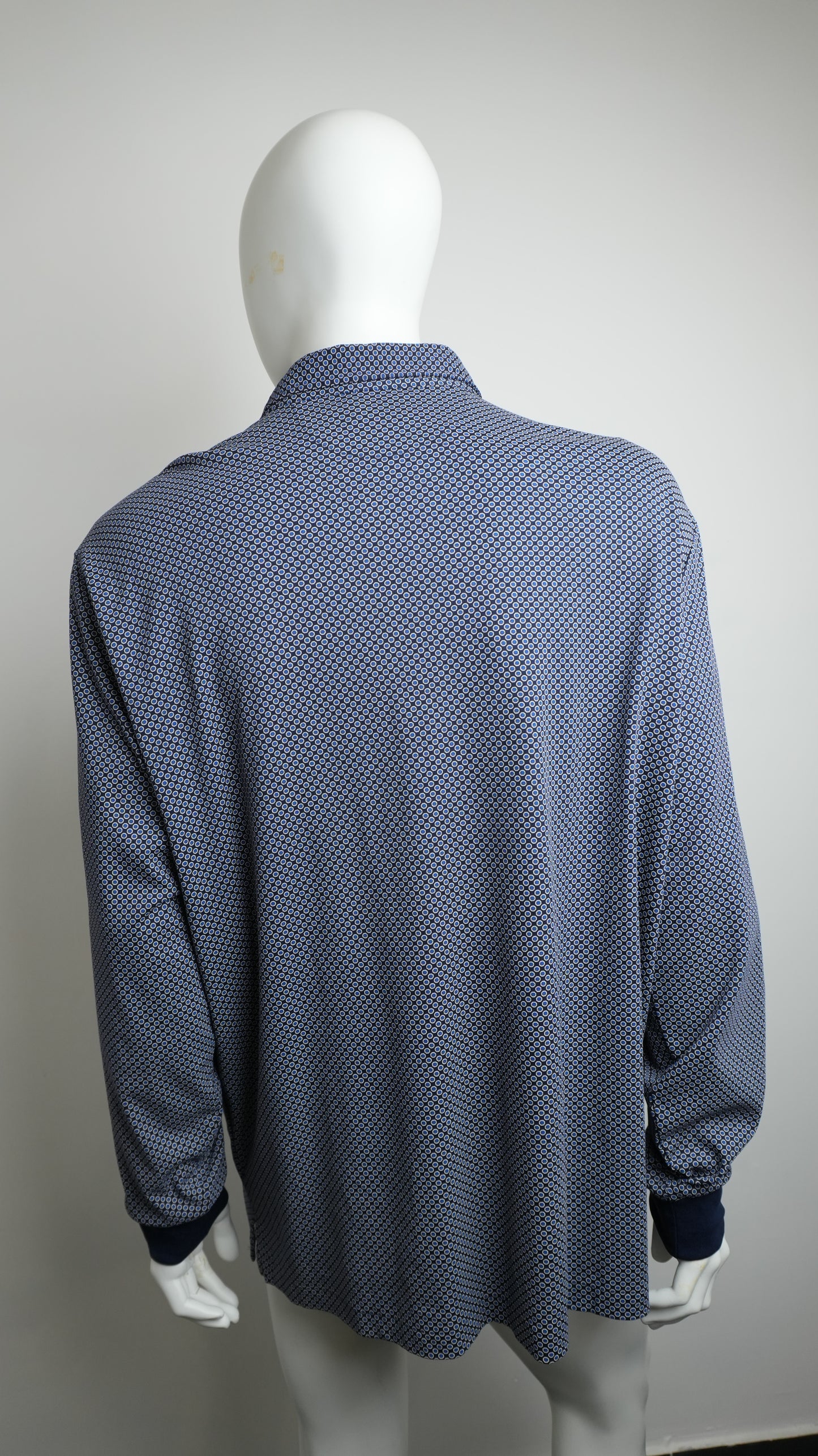 Polo a Maniche Lunghe Ralph Lauren Uomo Classic Fit - Fantasia Geometrica Blu - Taglia XL