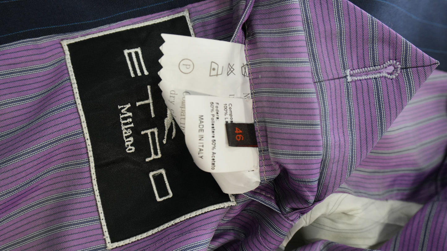 Giacca Uomo Etro Milano in Pura Lana - Gessato Blu Navy - Taglia S