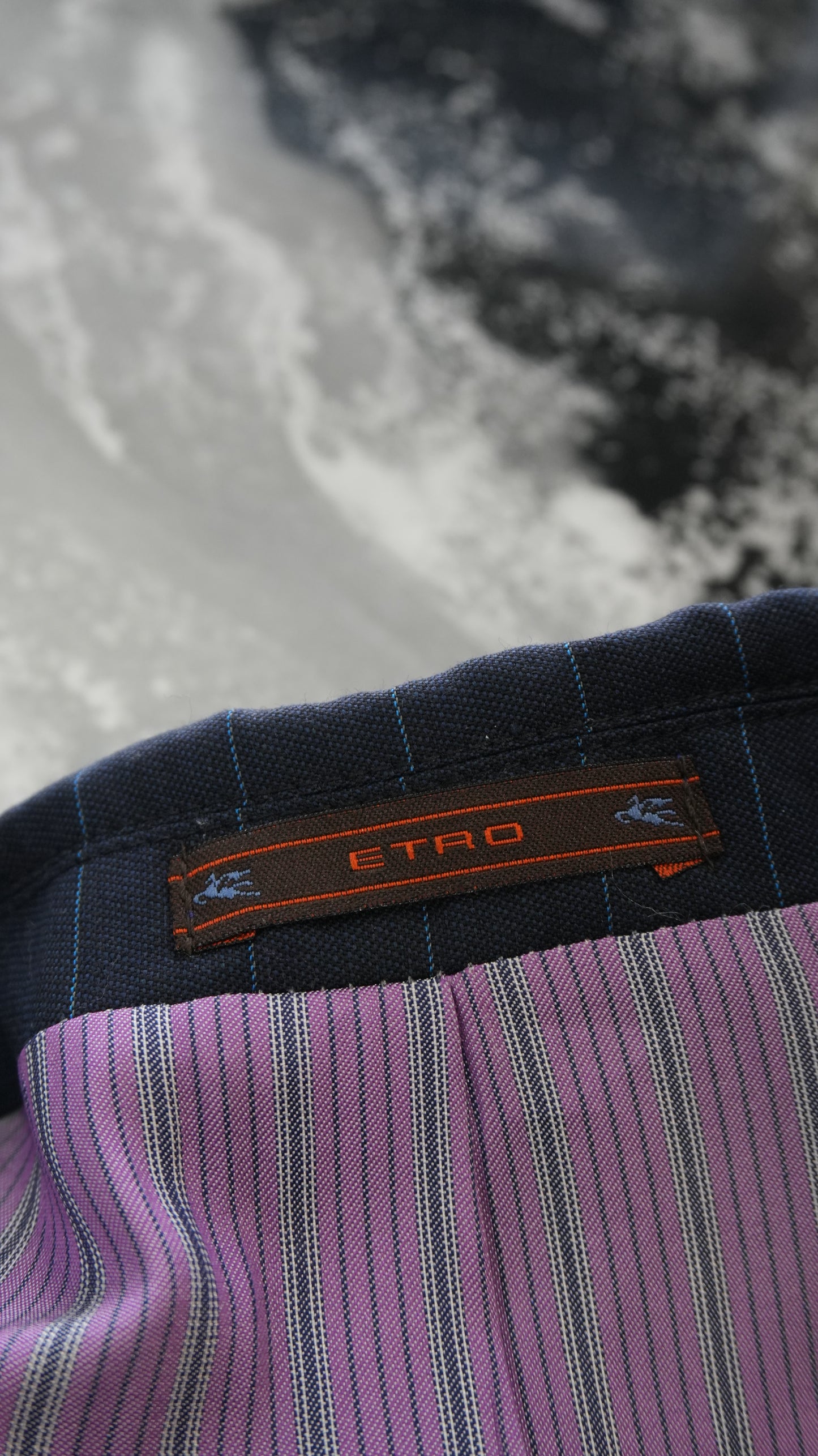 Giacca Uomo Etro Milano in Pura Lana - Gessato Blu Navy - Taglia S
