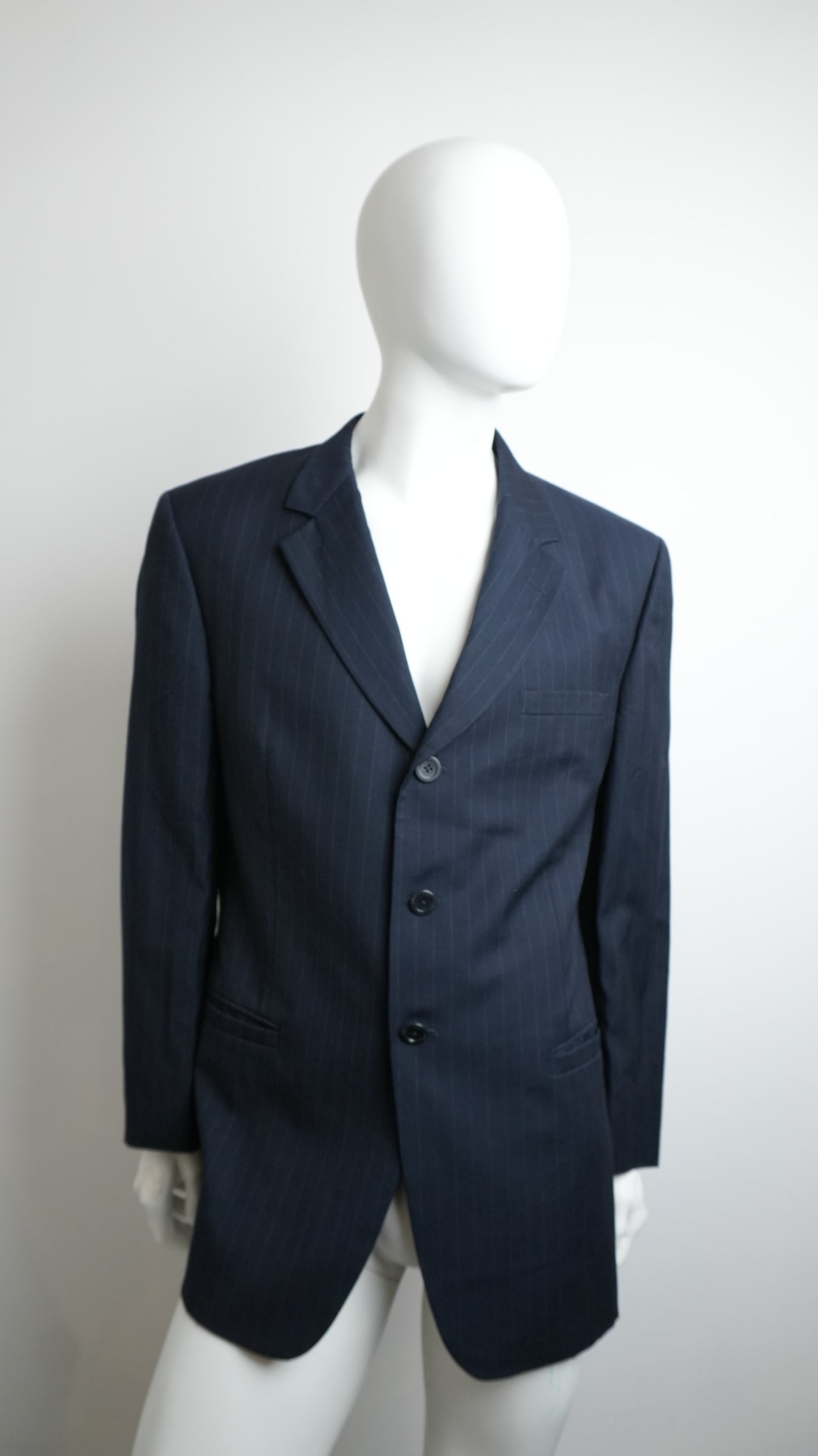 Giacca Uomo Versace Classic V2 in Pura Lana - Gessato Blu - Taglia XXL