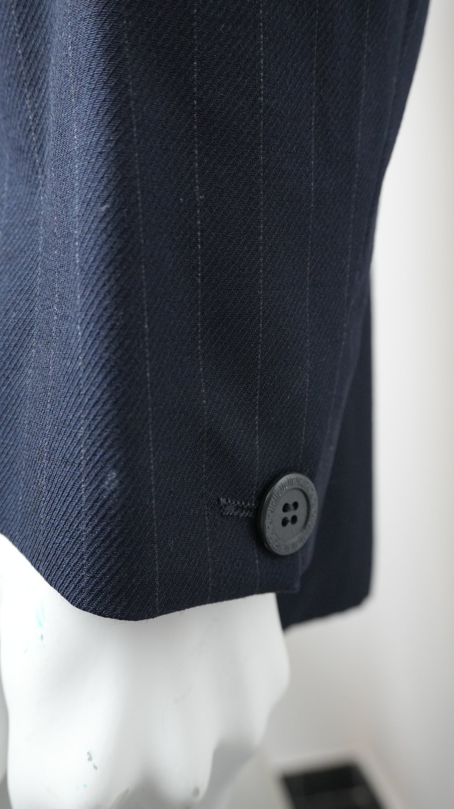 Giacca Uomo Versace Classic V2 in Pura Lana - Gessato Blu - Taglia XXL