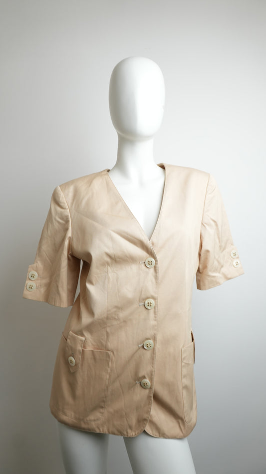 Blazer a Maniche Corte Valentino Miss V Donna in Cotone - Beige - Taglia M