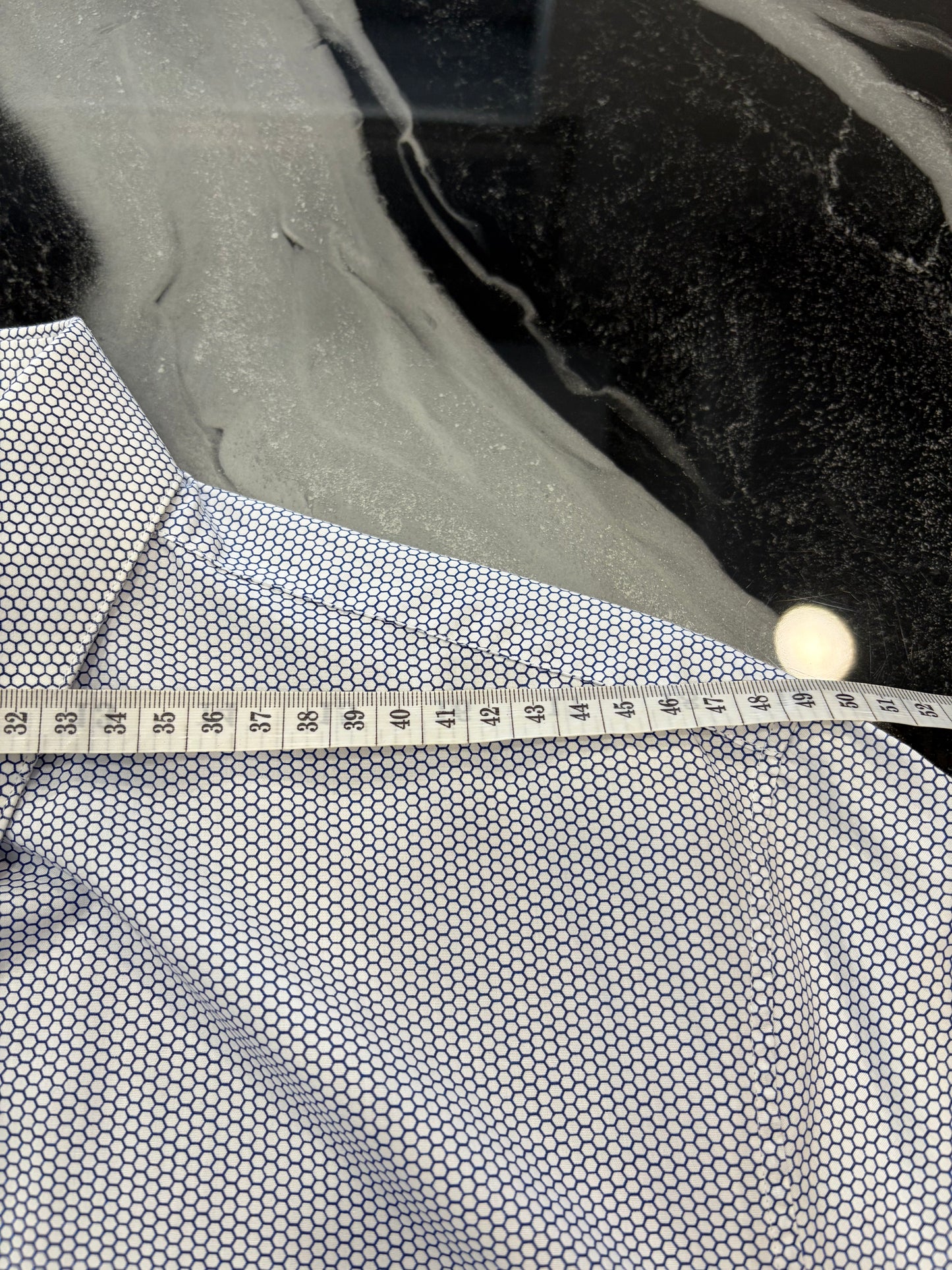 Camicia Calvin Klein Fitted - Pattern Esagonale Bianco e Blu - Taglia XL