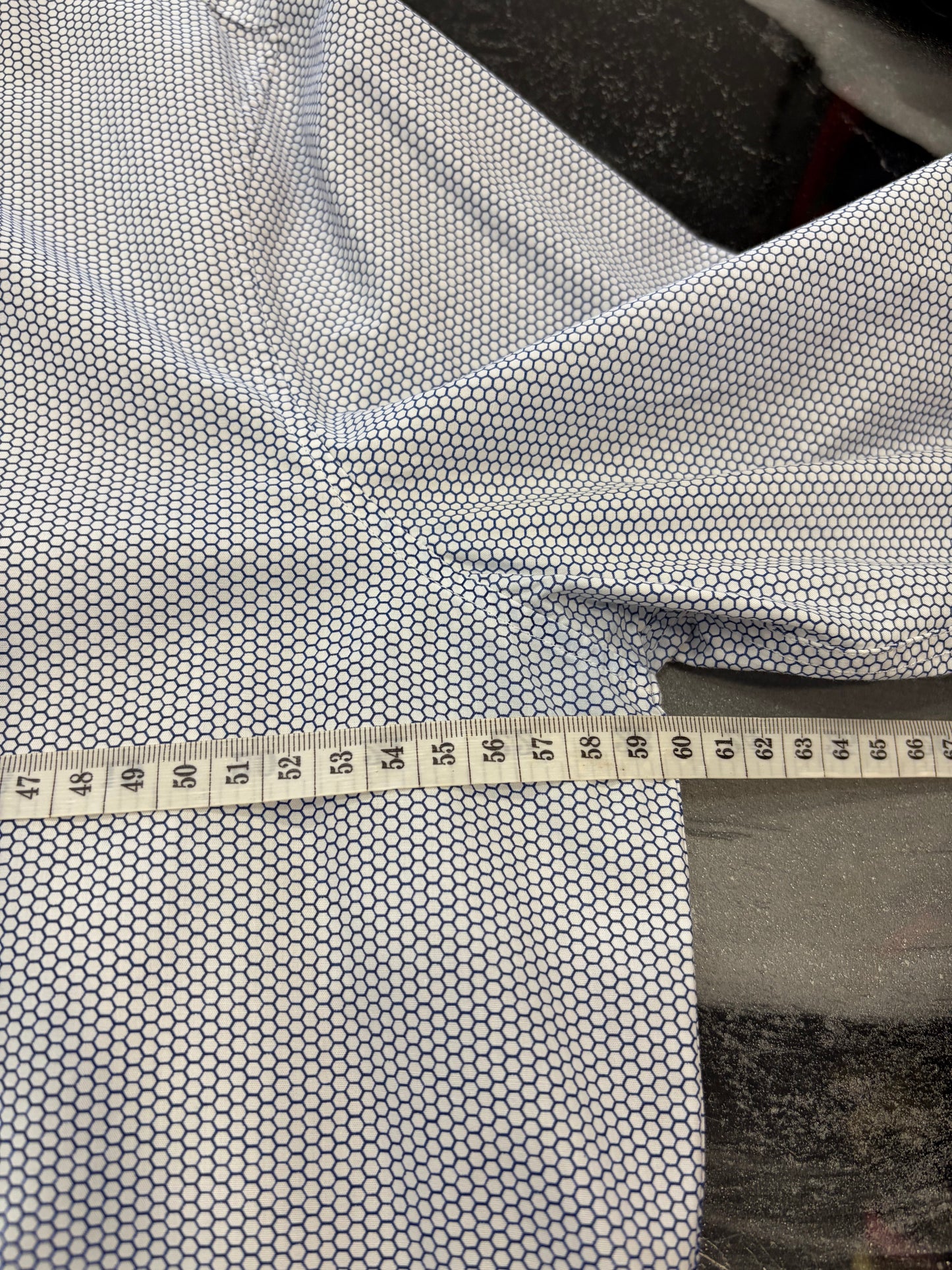 Camicia Calvin Klein Fitted - Pattern Esagonale Bianco e Blu - Taglia XL