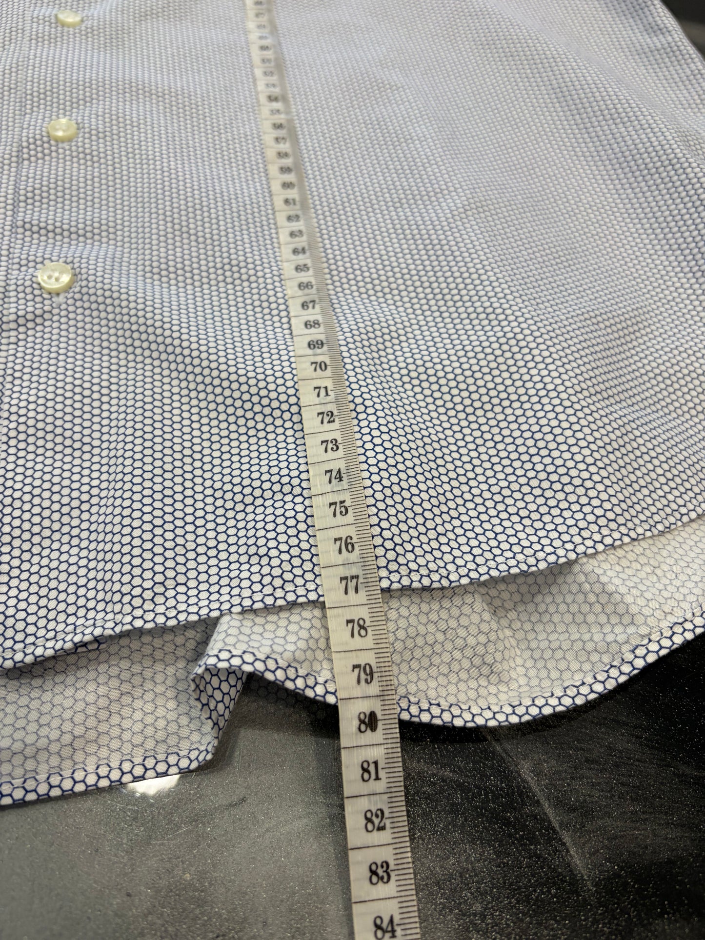 Camicia Calvin Klein Fitted - Pattern Esagonale Bianco e Blu - Taglia XL