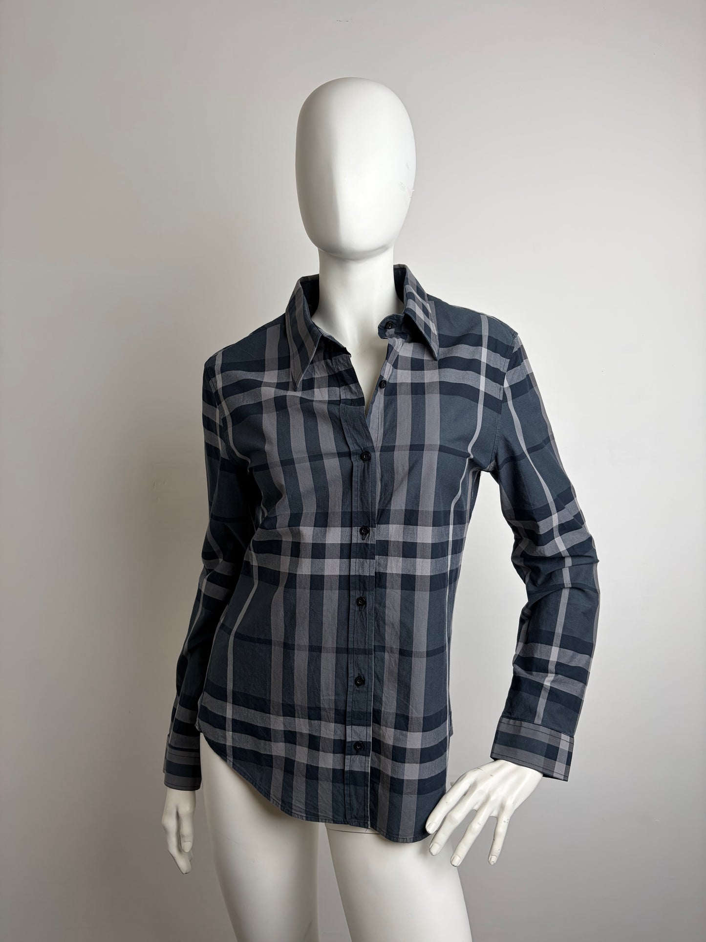 Camicia Burberry Brit Donna a Quadri Check - Grigio e Antracite - Taglia S