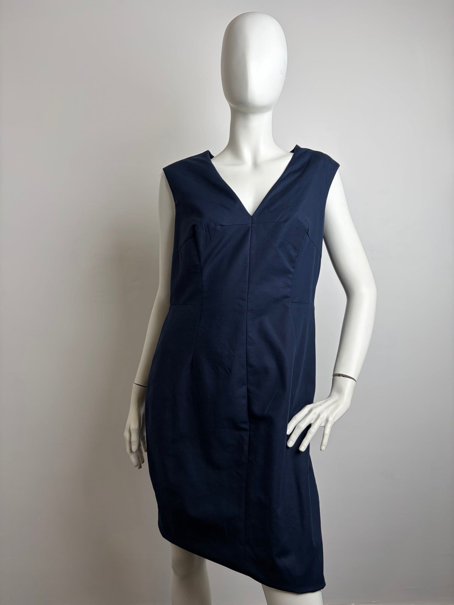 Abito Tubino Luisa Spagnoli Smanicato con Scollo a V - Blu Navy - Taglia L