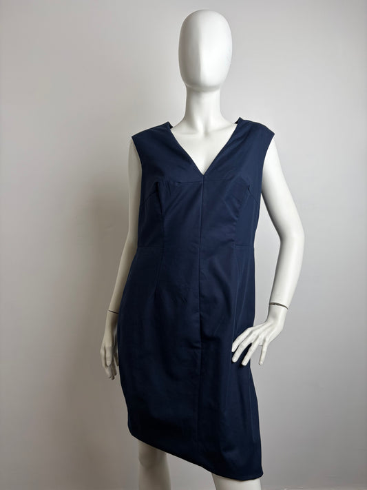 Abito Tubino Luisa Spagnoli Smanicato con Scollo a V - Blu Navy - Taglia L