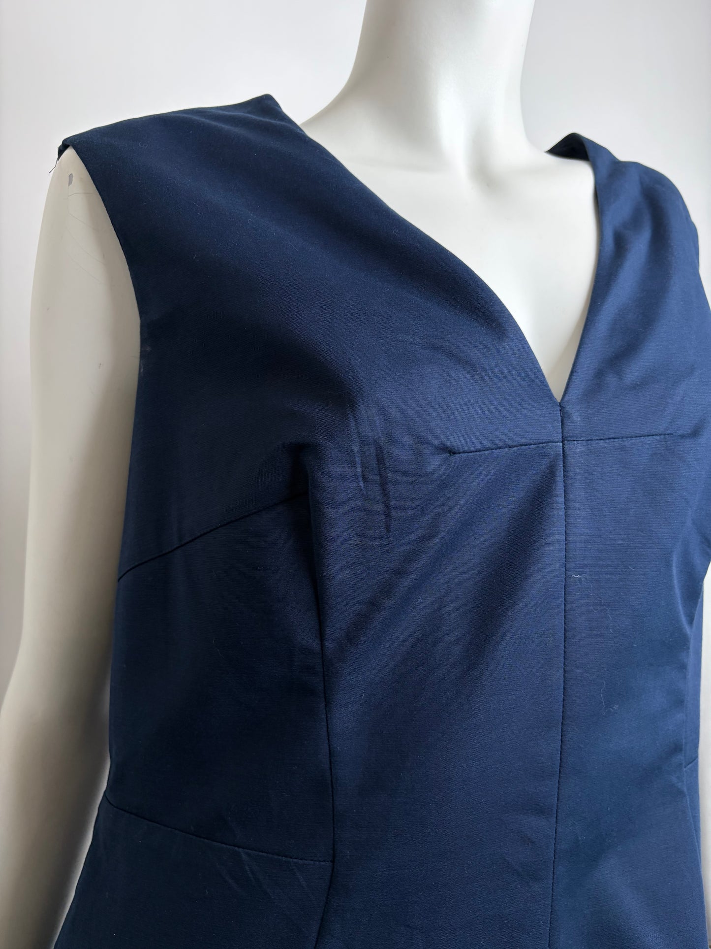 Abito Tubino Luisa Spagnoli Smanicato con Scollo a V - Blu Navy - Taglia L
