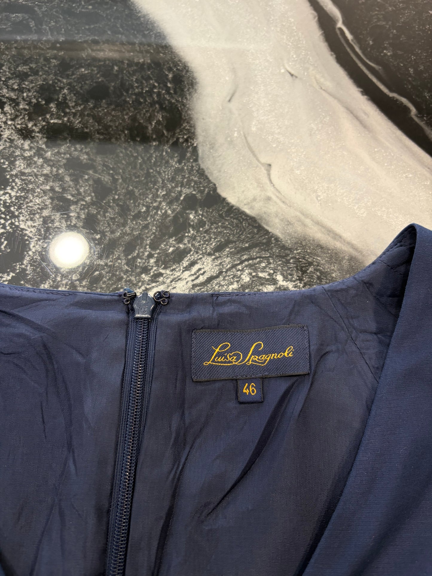 Abito Tubino Luisa Spagnoli Smanicato con Scollo a V - Blu Navy - Taglia L