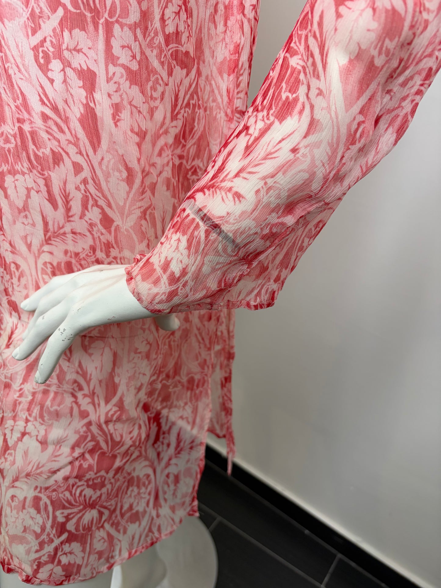 Abito Tunica Marina Rinaldi Basic in 100% Seta - Pattern Damascato Rosso taglia L