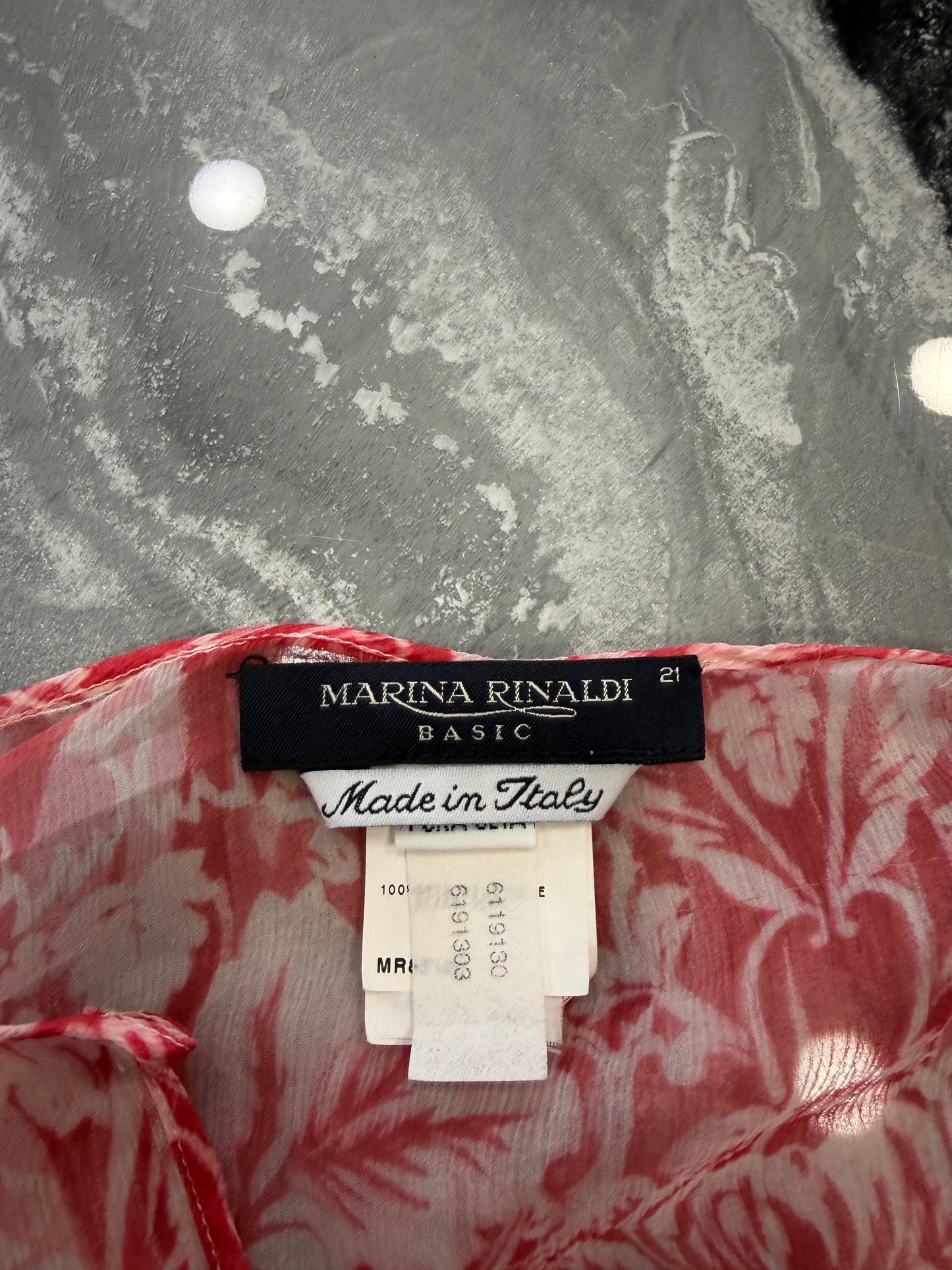 Abito Tunica Marina Rinaldi Basic in 100% Seta - Pattern Damascato Rosso taglia L