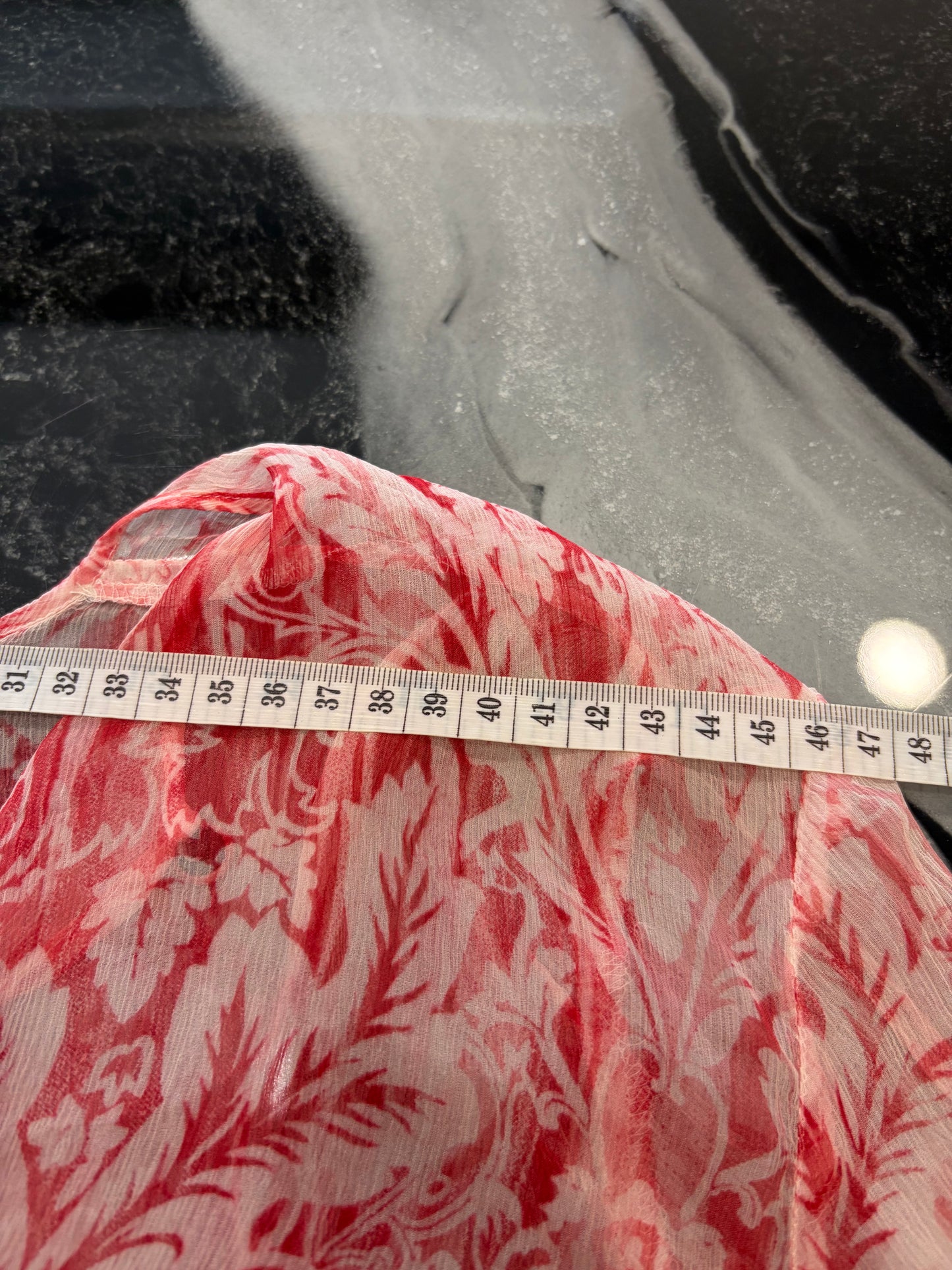 Abito Tunica Marina Rinaldi Basic in 100% Seta - Pattern Damascato Rosso taglia L