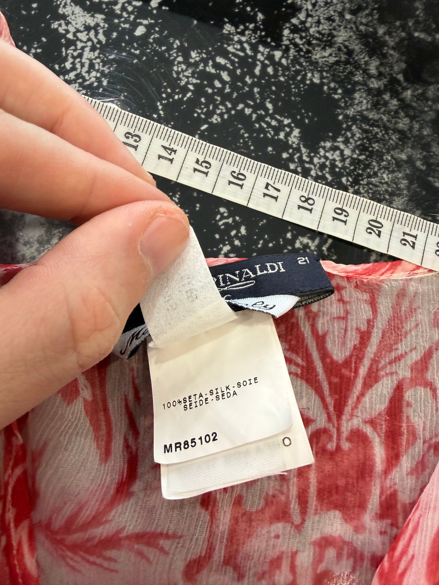Abito Tunica Marina Rinaldi Basic in 100% Seta - Pattern Damascato Rosso taglia L