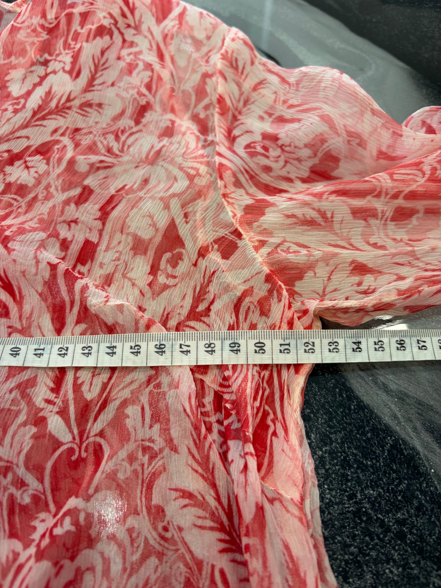 Abito Tunica Marina Rinaldi Basic in 100% Seta - Pattern Damascato Rosso taglia L
