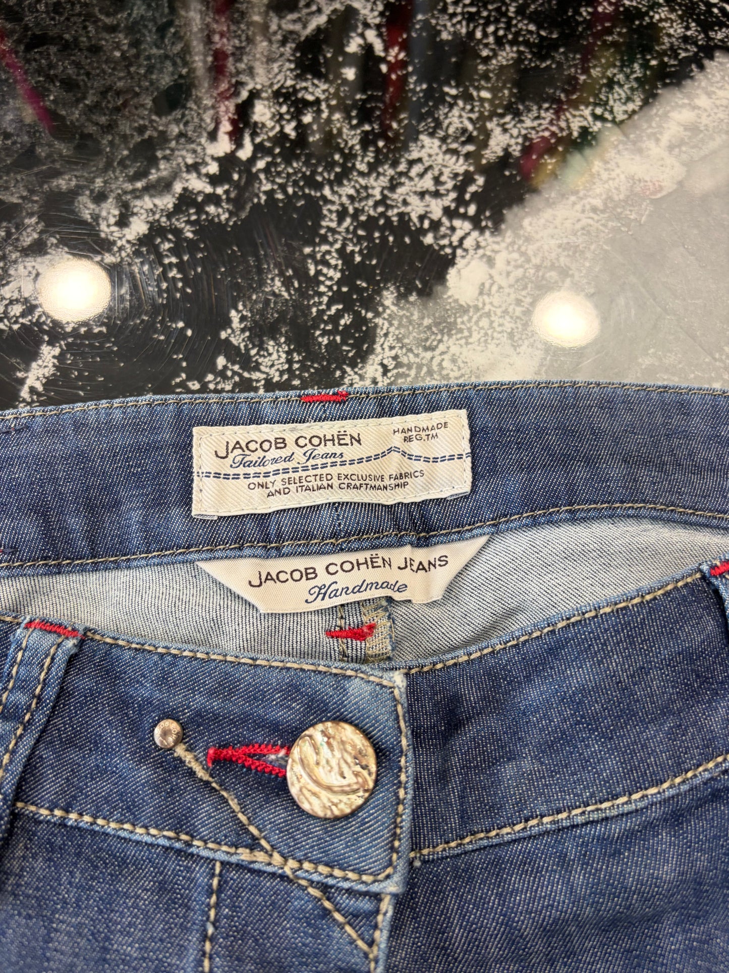 Jeans Jacob Cohën Slim Straight Capri - Lavaggio Scuro Pregiato - W27 (Taglia S)