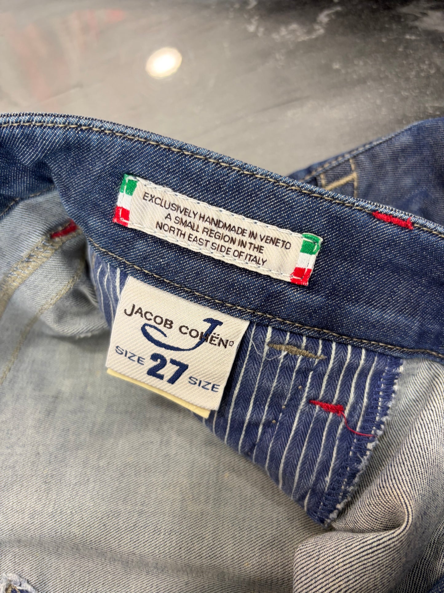 Jeans Jacob Cohën Slim Straight Capri - Lavaggio Scuro Pregiato - W27 (Taglia S)