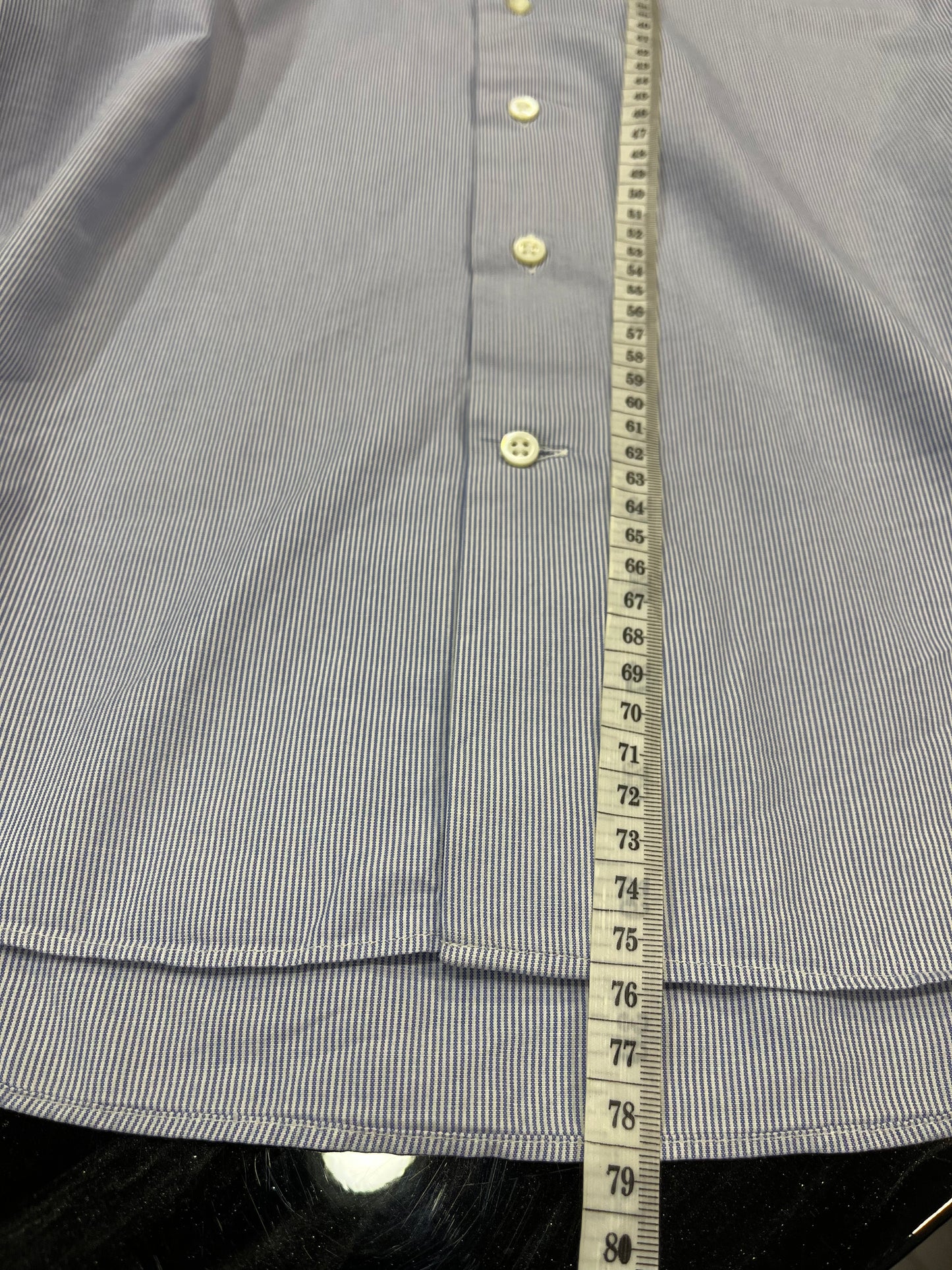 Men's Armani Collezioni Light Blue and White Micro-Stripe Shirt - Size M