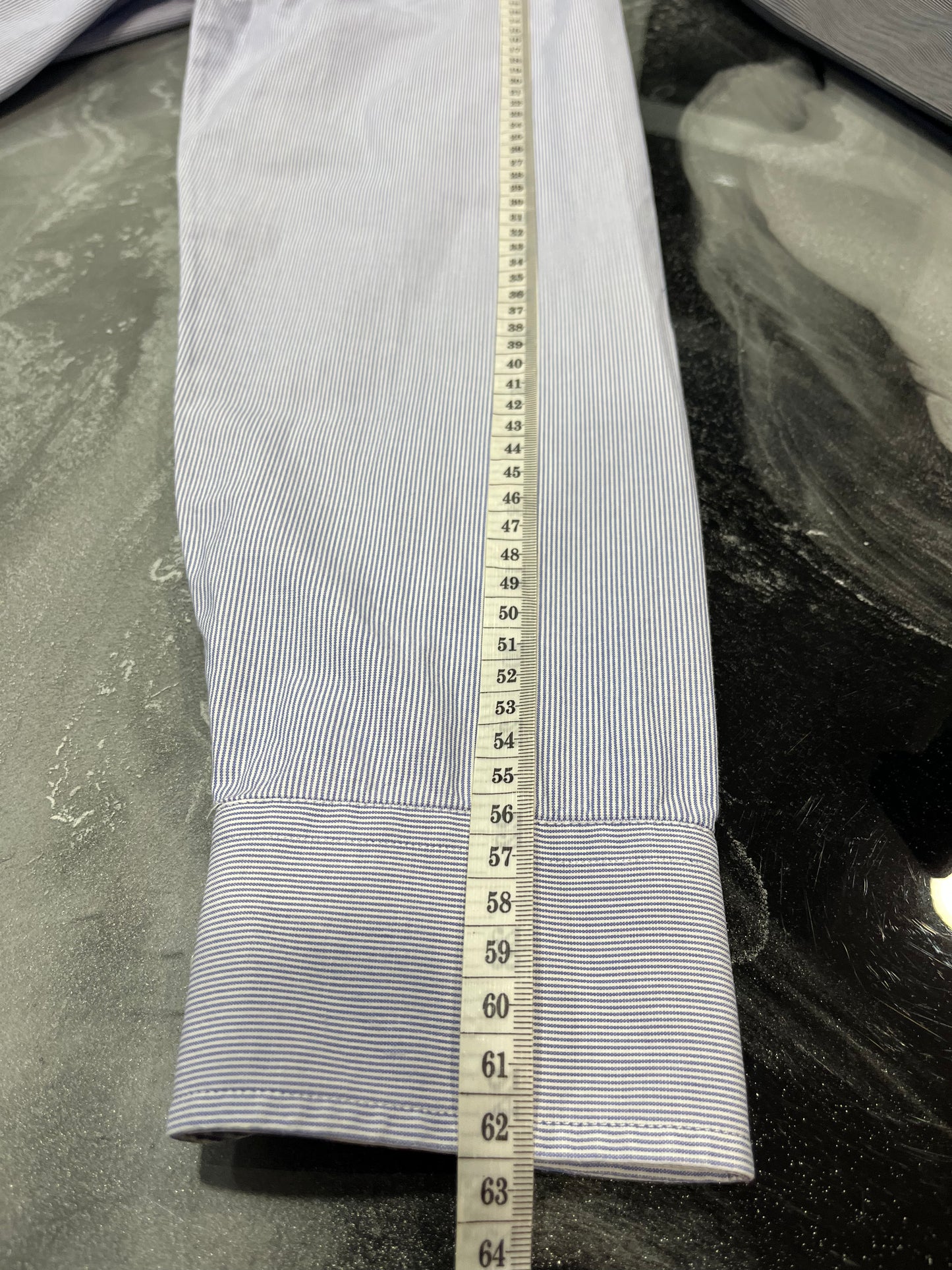 Men's Armani Collezioni Light Blue and White Micro-Stripe Shirt - Size M