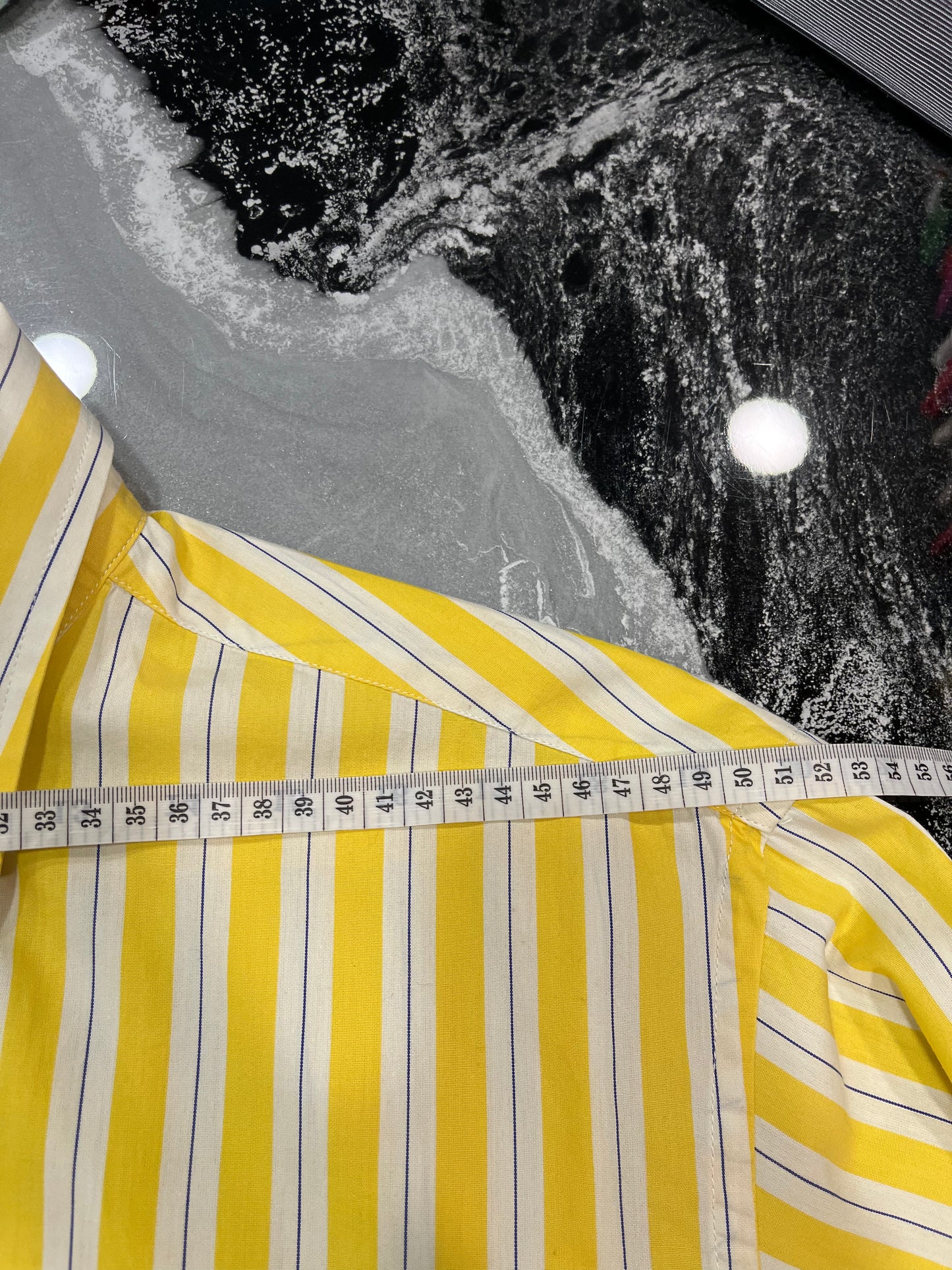 Vintage Valentino Jeans Yellow and Blue Striped Shirt - Size L