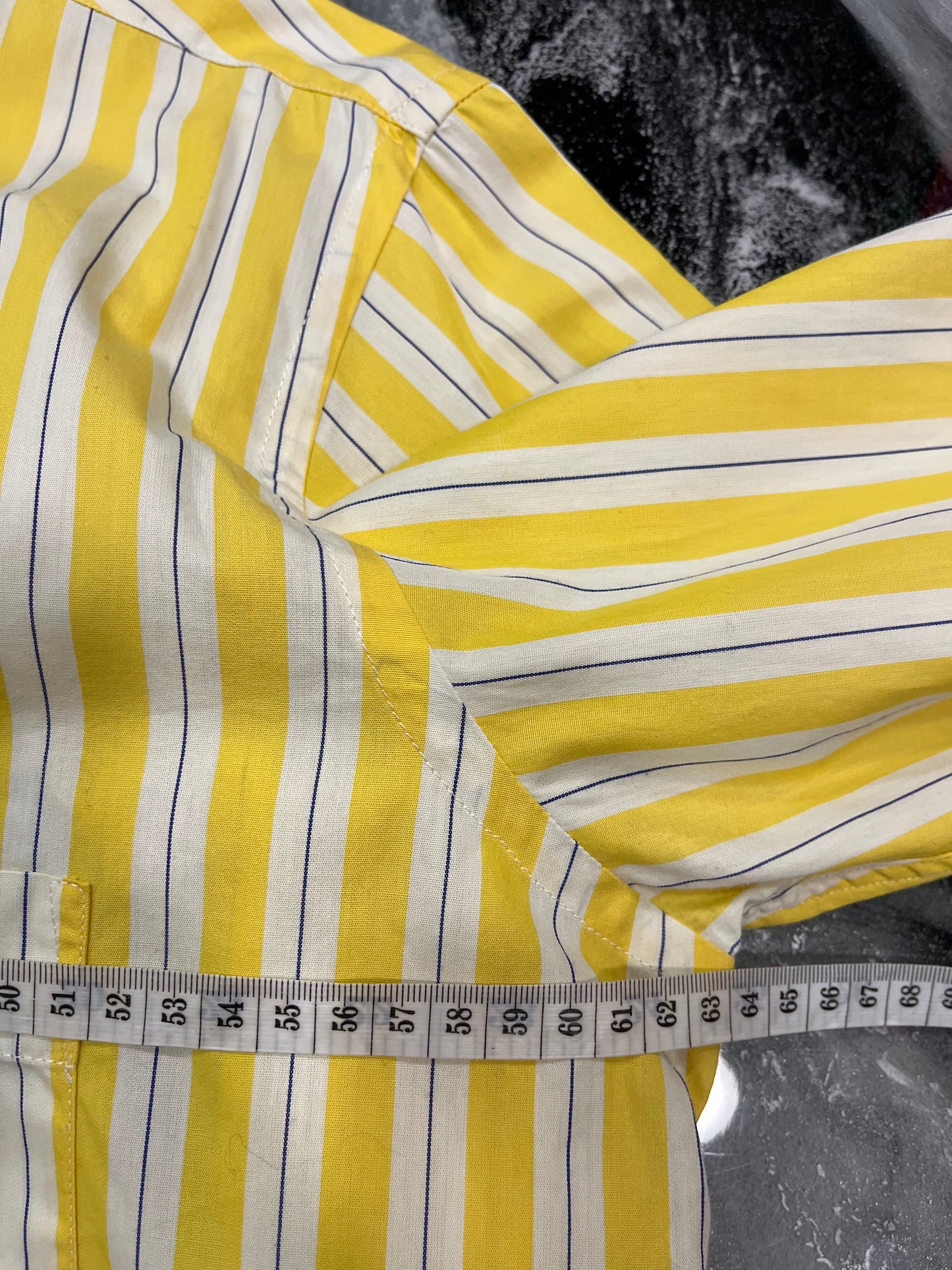 Vintage Valentino Jeans Yellow and Blue Striped Shirt - Size L