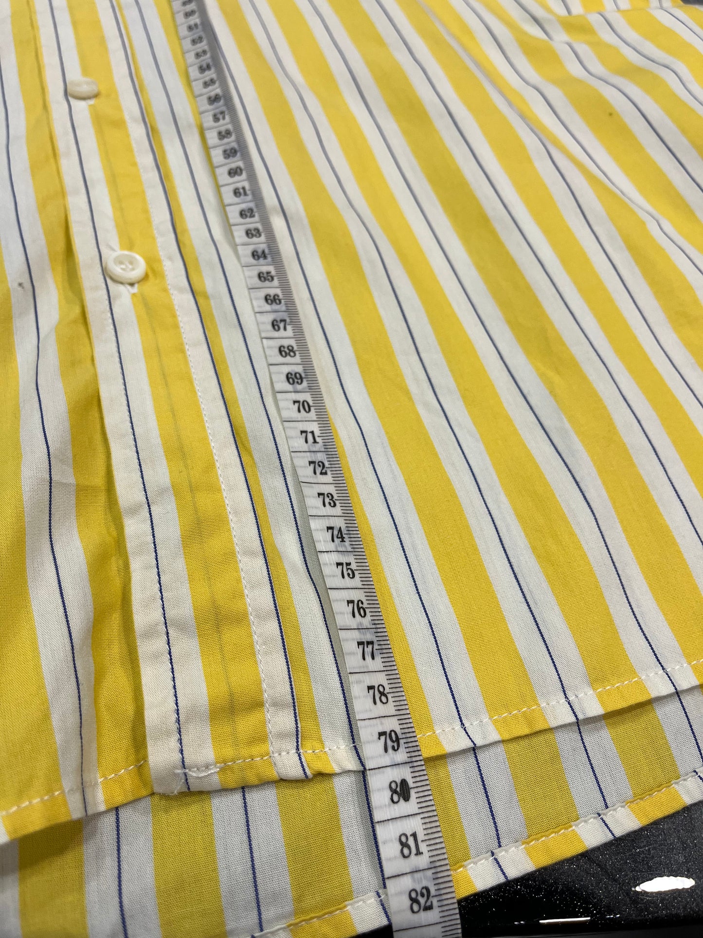 Vintage Valentino Jeans Yellow and Blue Striped Shirt - Size L